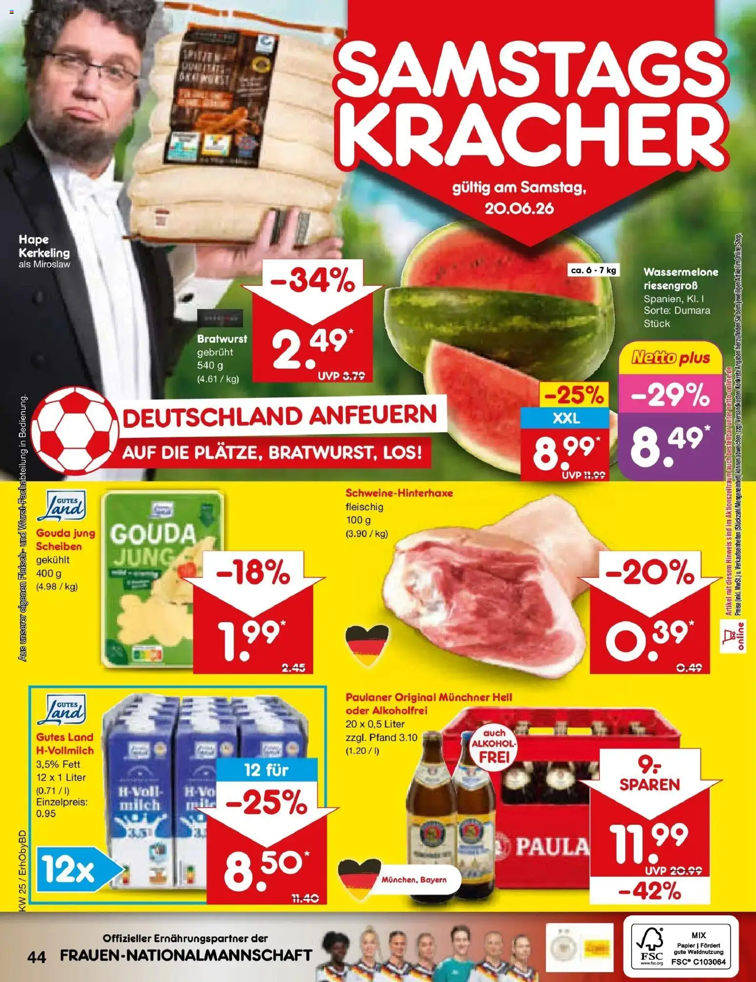Netto Marken-Discount Prospekt Velden – gültig ab 15.06.2026 | Seite: 56 | Produkte: Gouda, Wassermelone, Fleisch, Paulaner