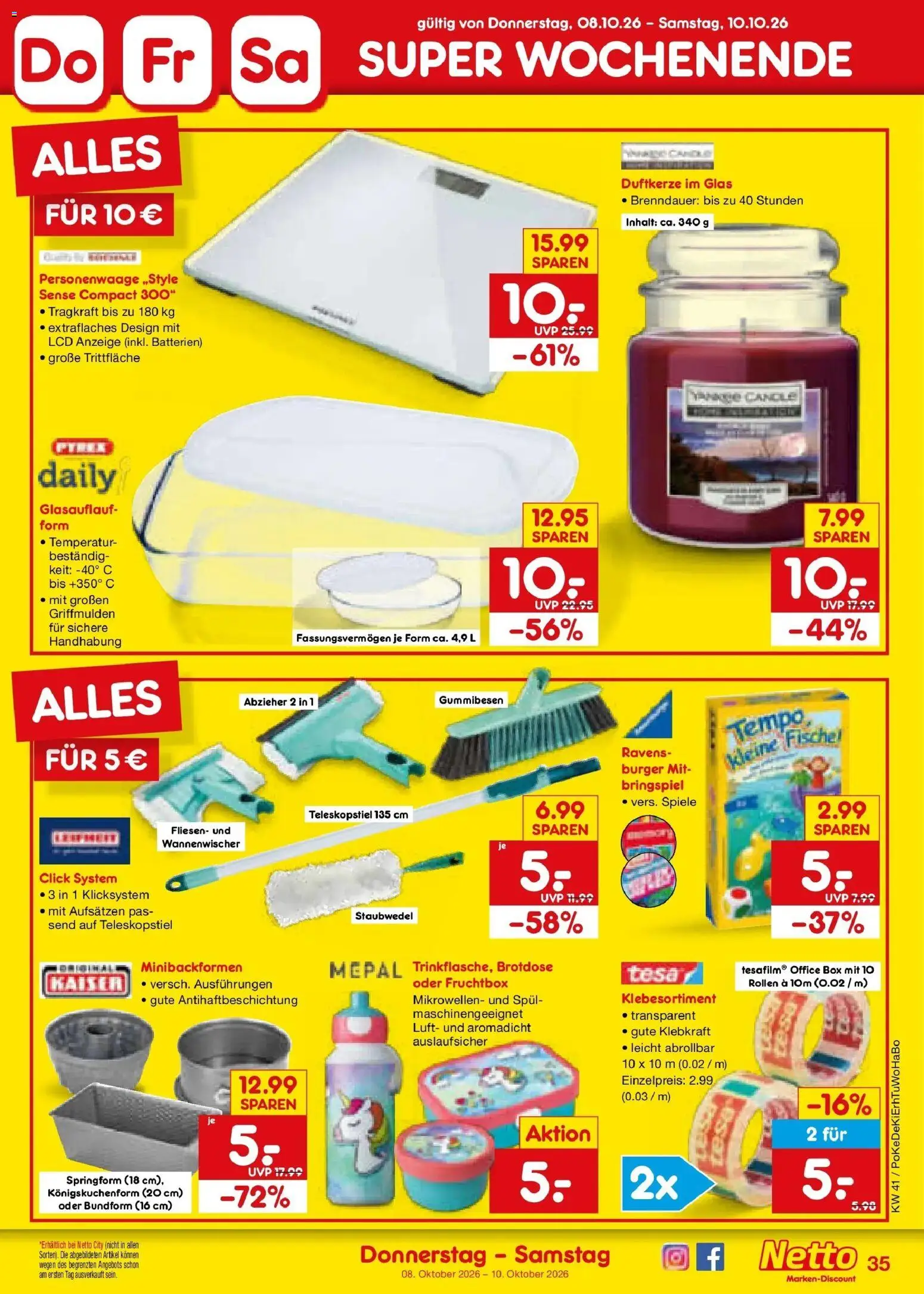 Netto Marken-Discount Prospekt Sindelfingen – gültig ab 05.10.2026 | Seite: 43 | Produkte: Box, Burger, Personenwaage, Tempo