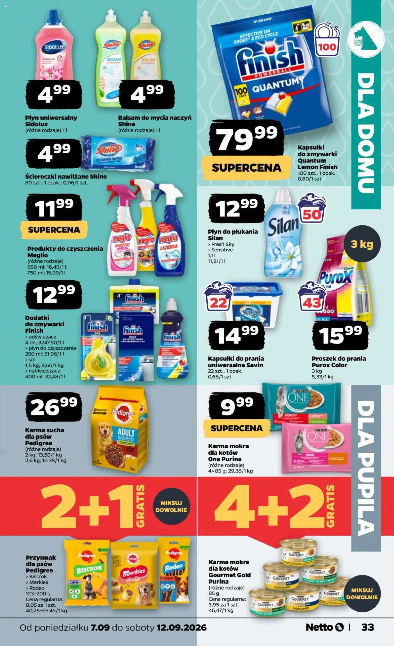 Netto gazetka od poniedziałku od 07.09.2026 | Strona: 33 | Produkty: Proszek, Pedigree, Proszek do prania, Sól