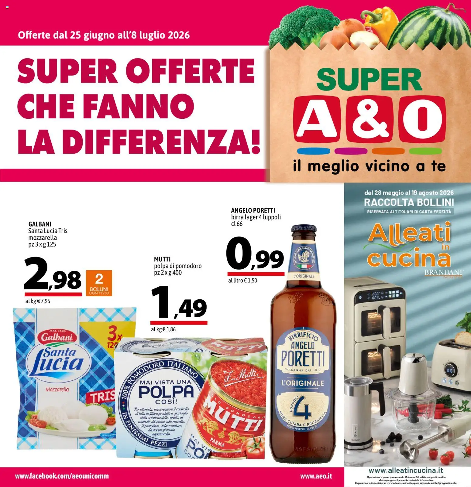 Volantino A&O del 25/06/2026 | Pagina: 1 | Prodotti: Tè, Mozzarella, Pomodoro, Mutti