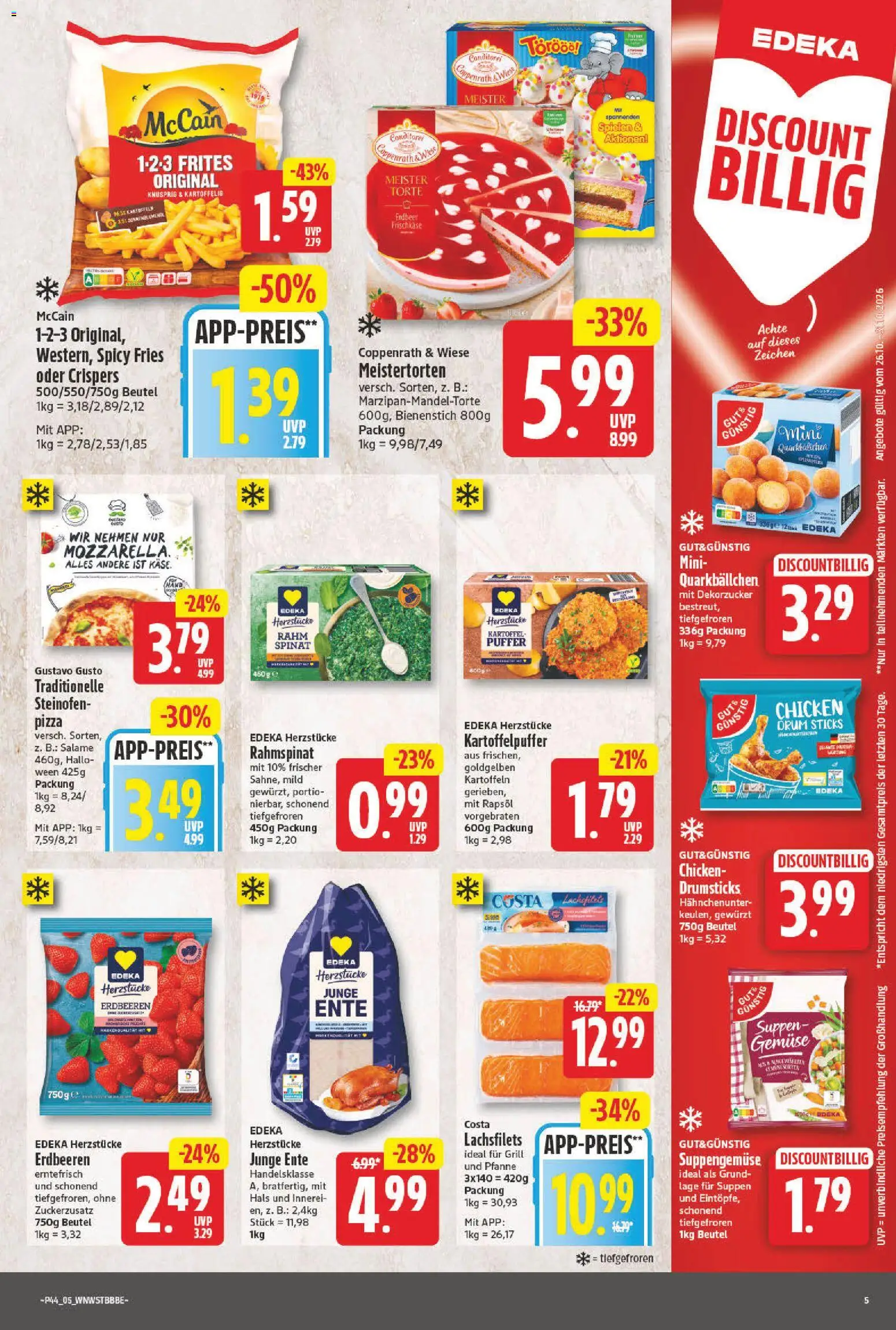 NP Discount Prospekt – gültig ab 26.10.2026 | Seite: 5 | Produkte: Rapsöl, McCain, Gemüse, Ente