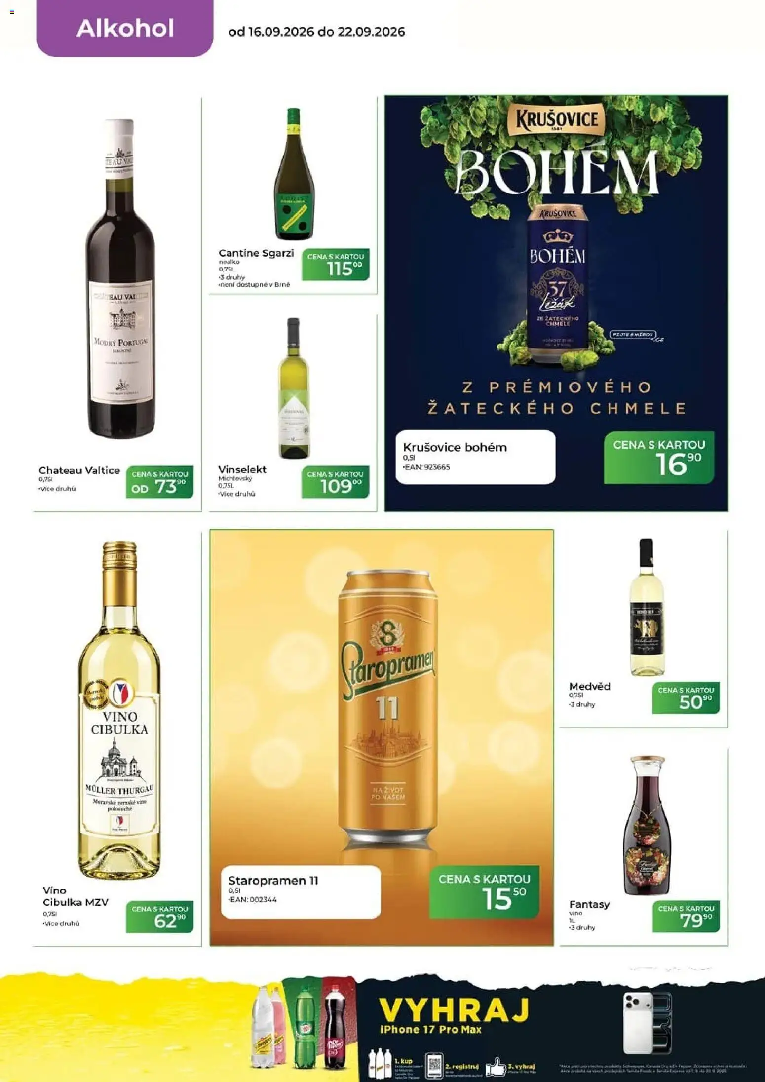 Tamda Foods leták od 16.09.2026 | Strana: 14 | Produkty: Vál, Krušovice Bohém, Krušovice, Alkohol
