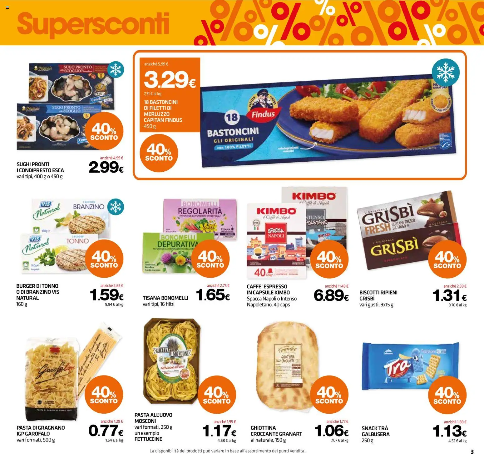 Volantino Superconti del 27/08/2026 | Pagina: 3 | Prodotti: Caffè, Garofalo, Biscotti, Sugo