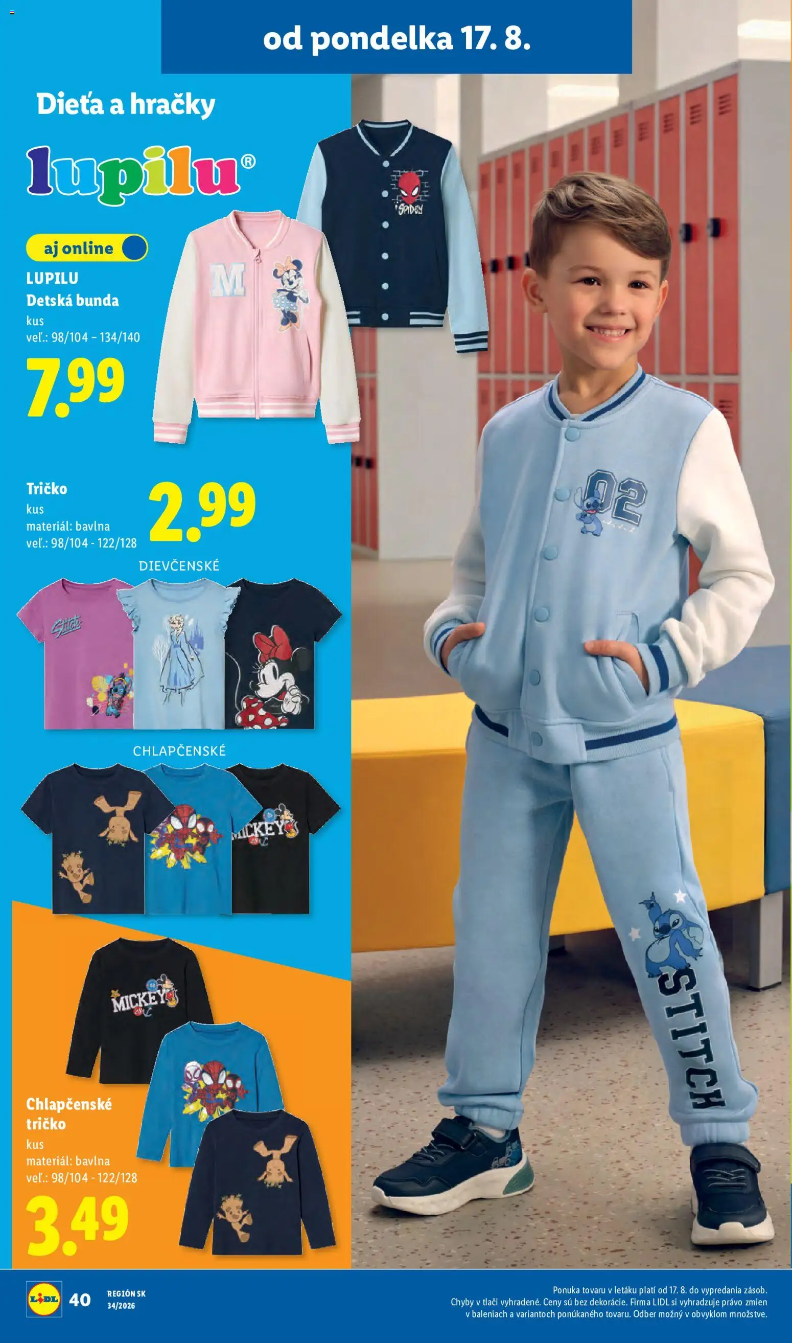 Nové Lidl akcie – leták je platný od 17.08.2026 | Strana: 58 | Produkty: Tričko, Bunda, Hračky