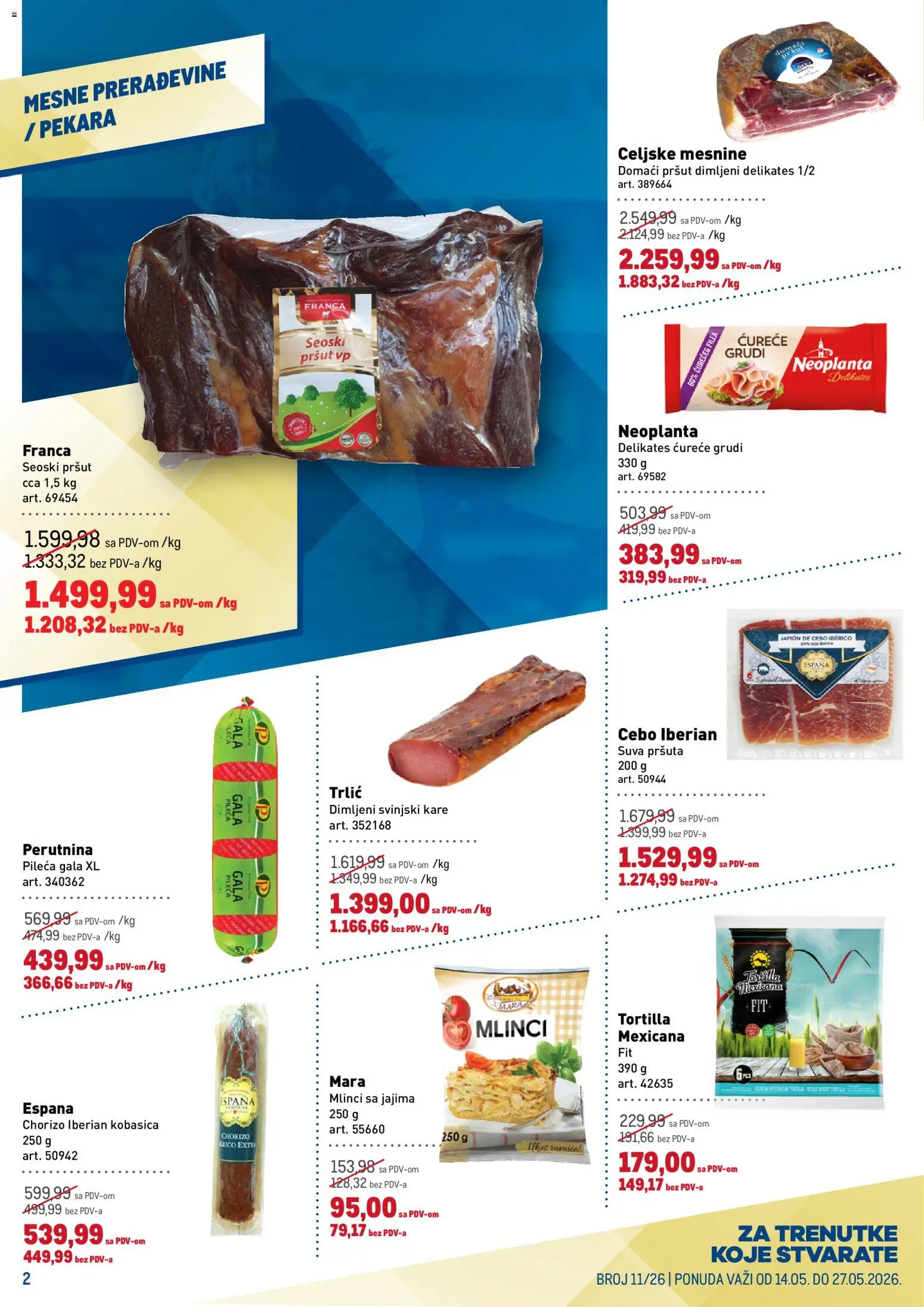 Metro katalog - važi od 14.05.2026 | Strana: 2 | Proizvode: Pršut, Pekara, Svinjski kare, Kobasica