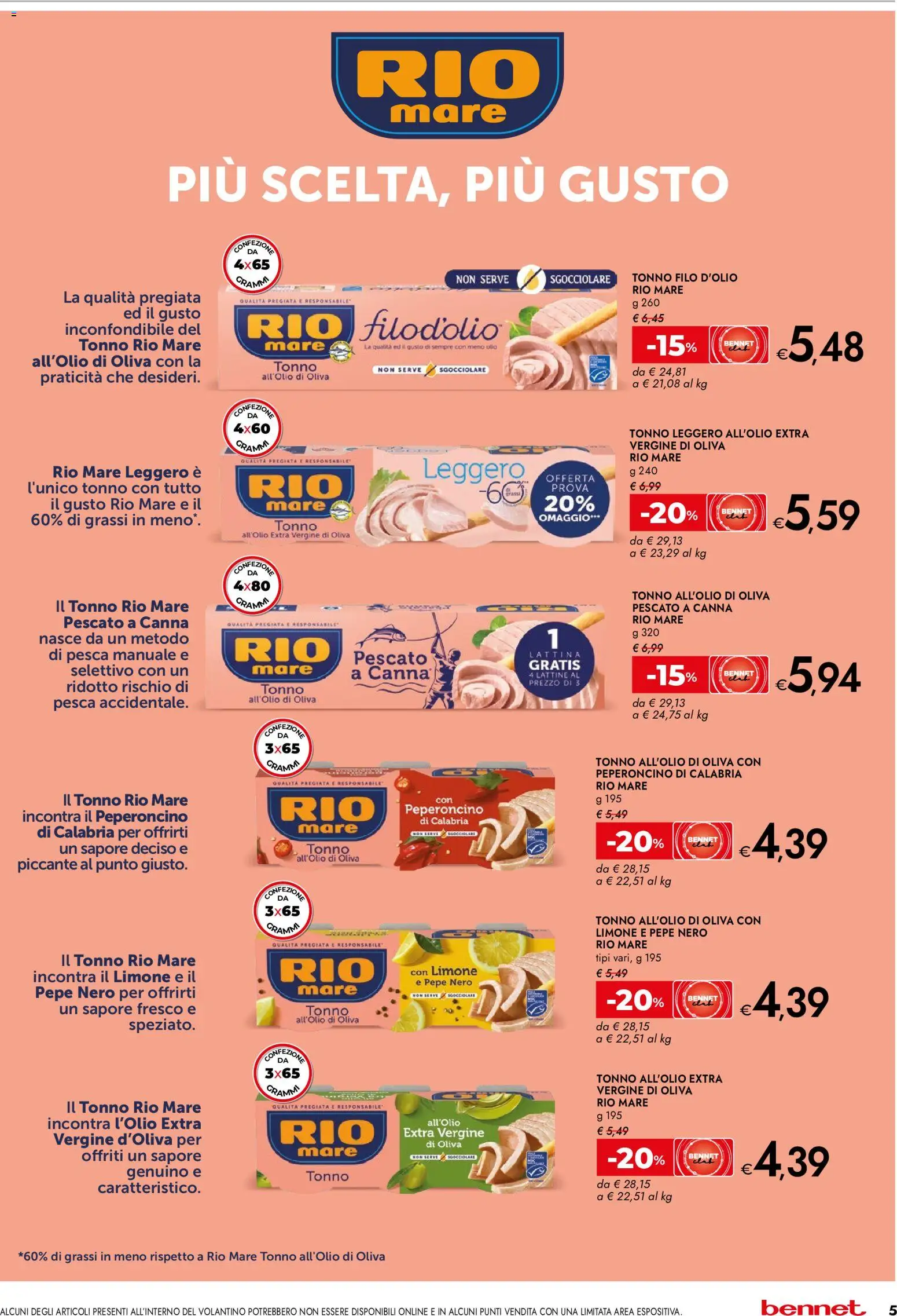 Volantino bennet del 02/07/2026 | Pagina: 5 | Prodotti: Pepe, Pesca, Peperoncino, Tonno