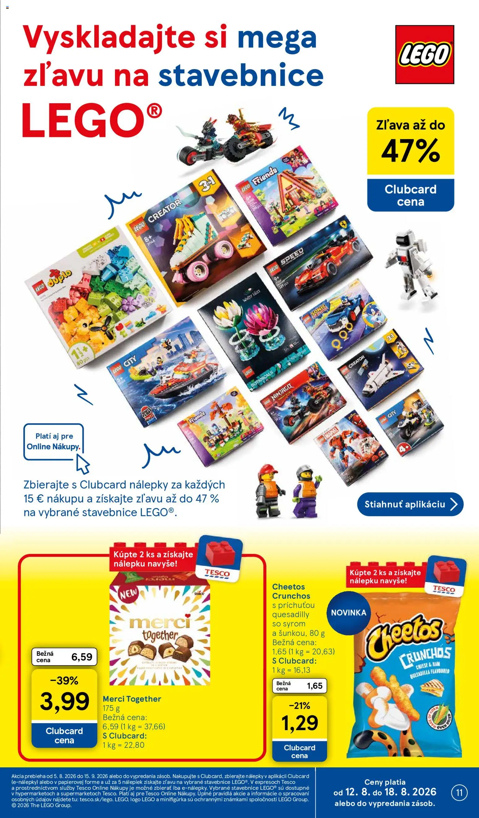 Nové Tesco akcie – leták je platný od 12.08.2026 | Strana: 11 | Produkty: Merci, LEGO