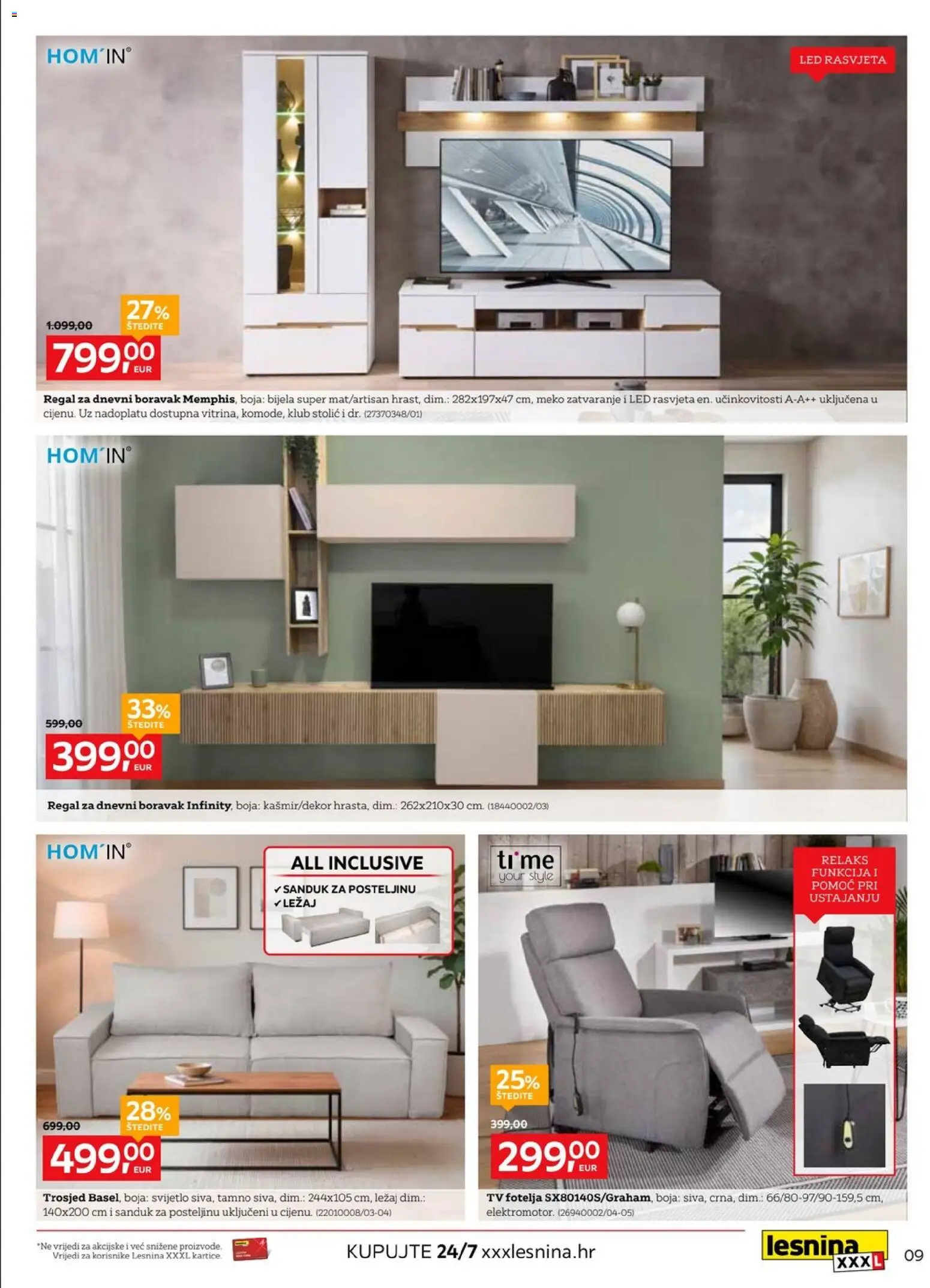 Lesnina katalog | vrijedi od 03.08.2026 | Stranica: 9 | Proizvodi: Stolić, Rasvjeta, Regal, Tv
