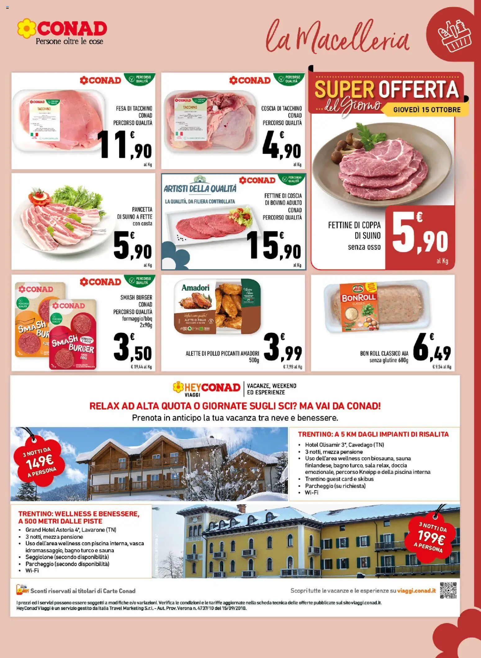 Volantino Conad del 08/10/2026 | Pagina: 5 | Prodotti: Senza glutine, Pollo, Tacchino, Bagno