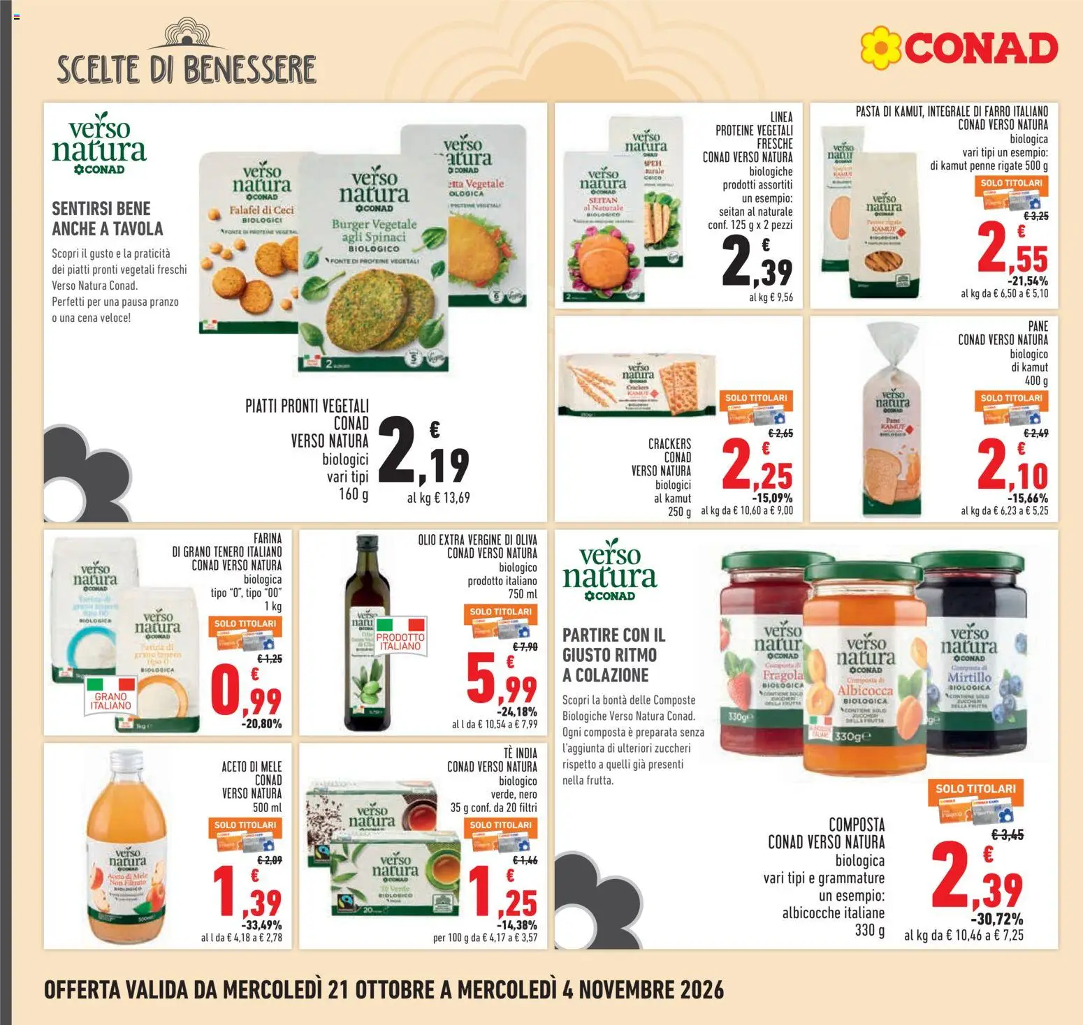 Volantino Conad del 21/10/2026 | Pagina: 12 | Prodotti: Mele, Olive, Olio extra vergine, Farro
