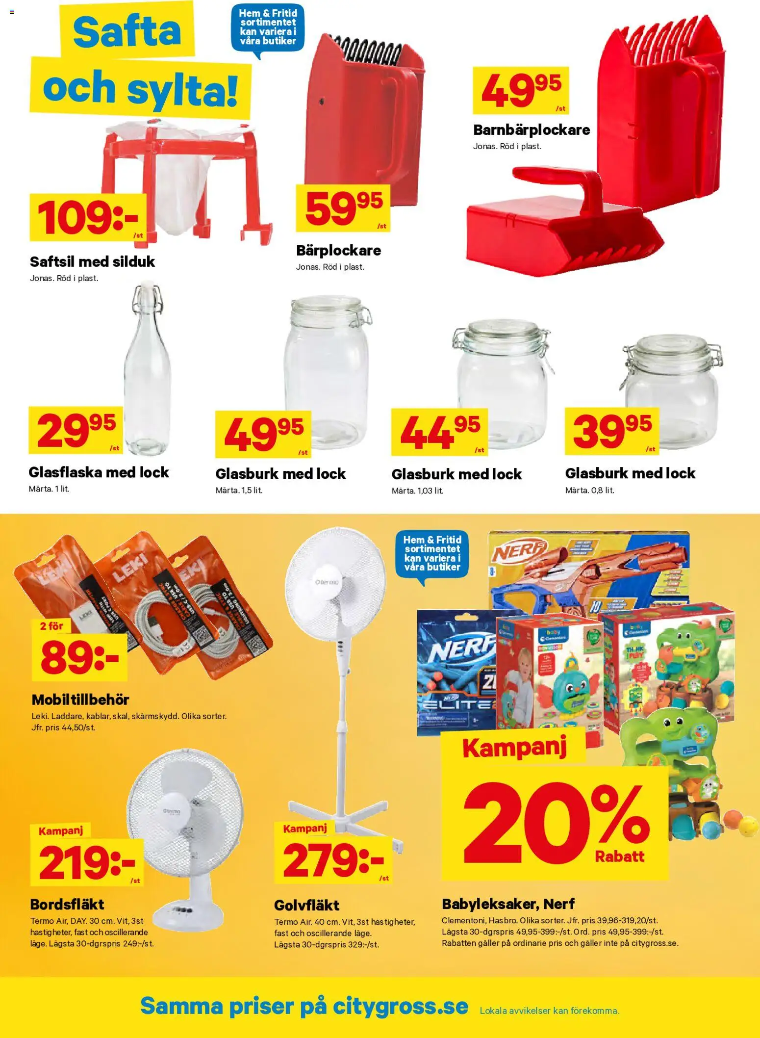 City Gross reklamblad aktuell från 01.06.2026 | Sida: 12 | Produkter: Golvfläkt, Bordsfläkt, Bärplockare, Saftsil
