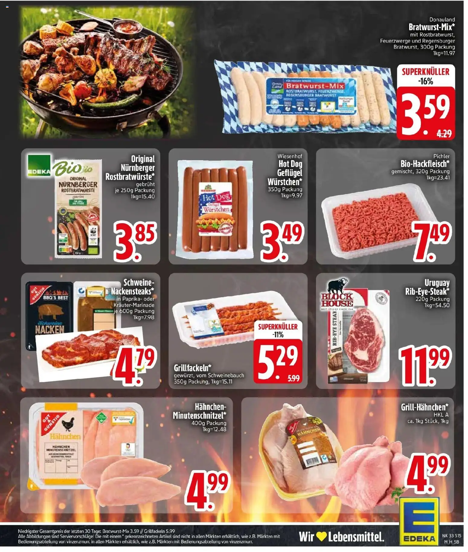 Edeka Prospekt Olching (ab 10.08.2026) » Angebote Online | Seite: 17 | Produkte: Hahnchen, Schweinebauch, Bratwurst, Paprika