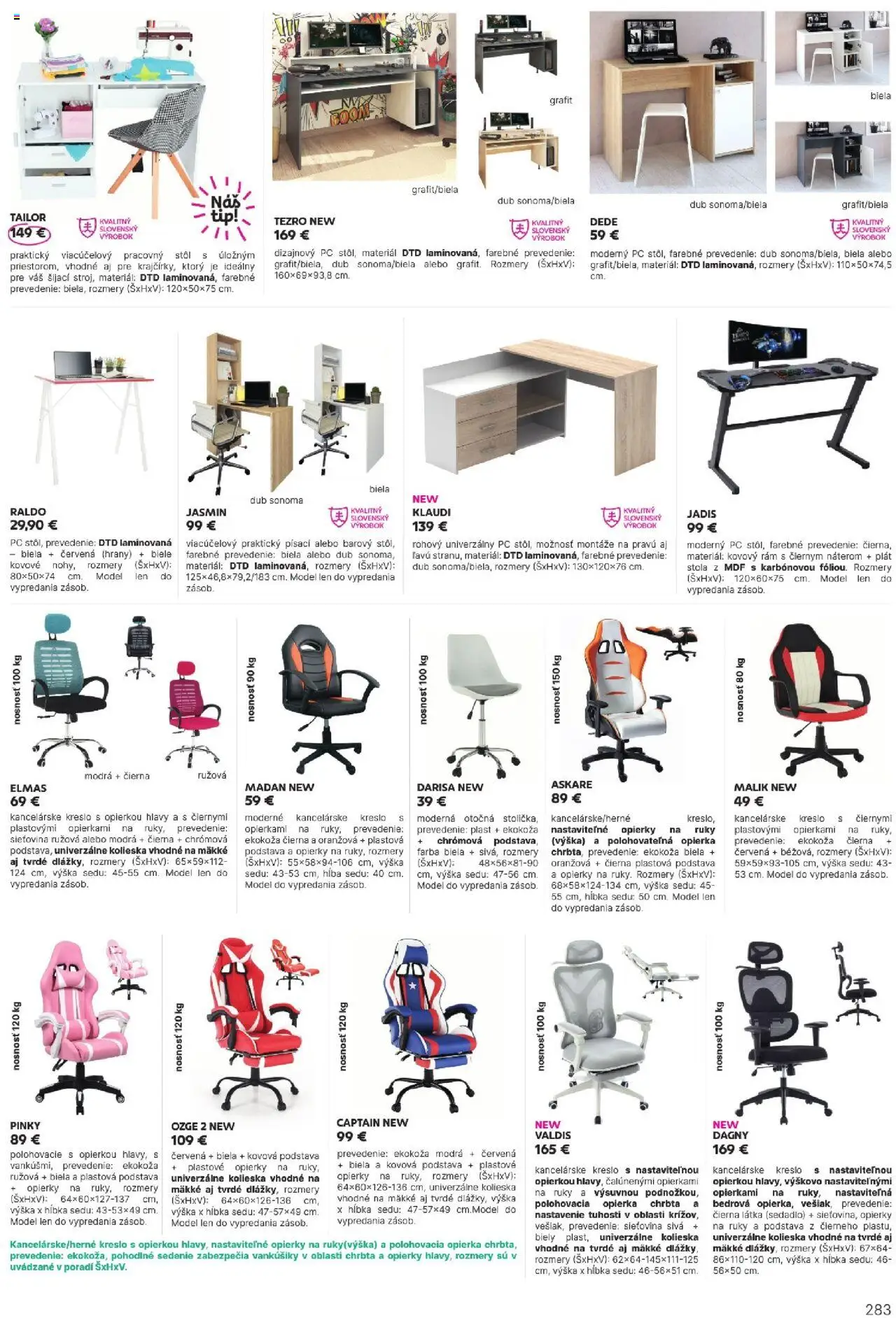 Nové Kondela akcie – leták je platný od 16.05.2025 | Strana: 283 | Produkty: Pracovný stôl, Stôl, Rám, PC