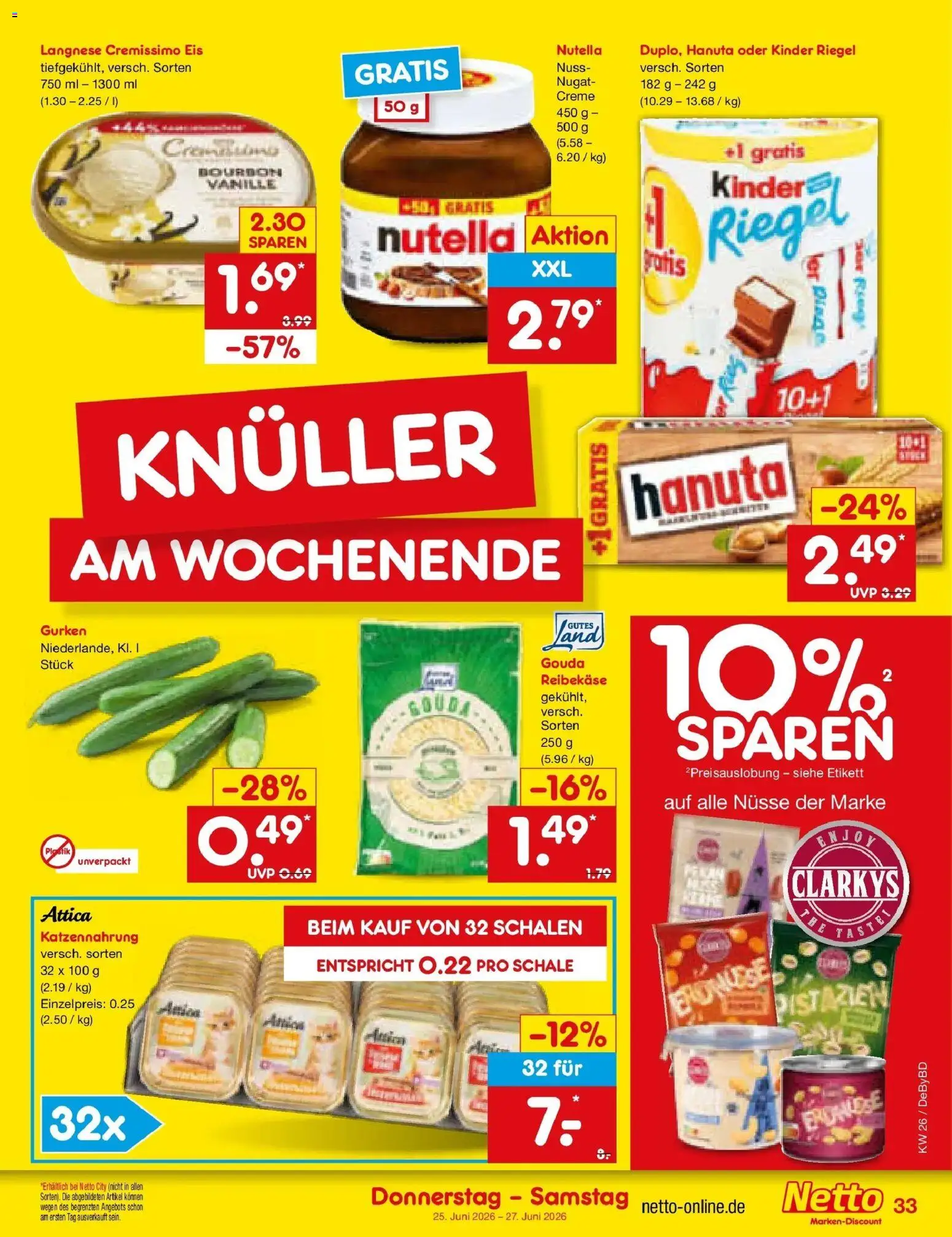 Netto Marken-Discount Prospekt Buttenwiesen – gültig ab 22.06.2026 | Seite: 49 | Produkte: Langnese, Gouda, Kinder riegel, Gurken