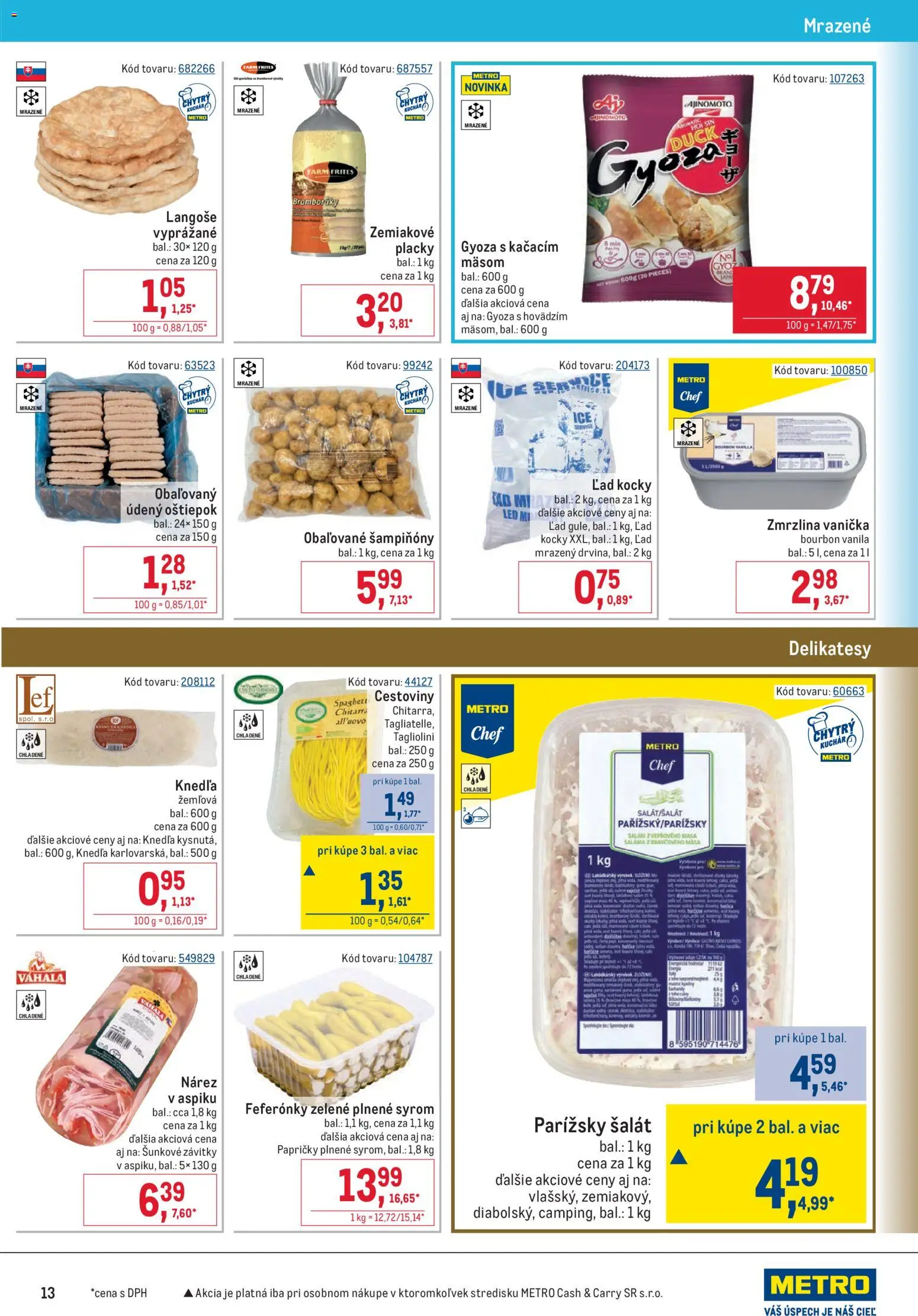 Nové Metro akcie – leták je platný od 17.06.2026 | Strana: 13 | Produkty: Saláma, Led, Bourbon, Šalát