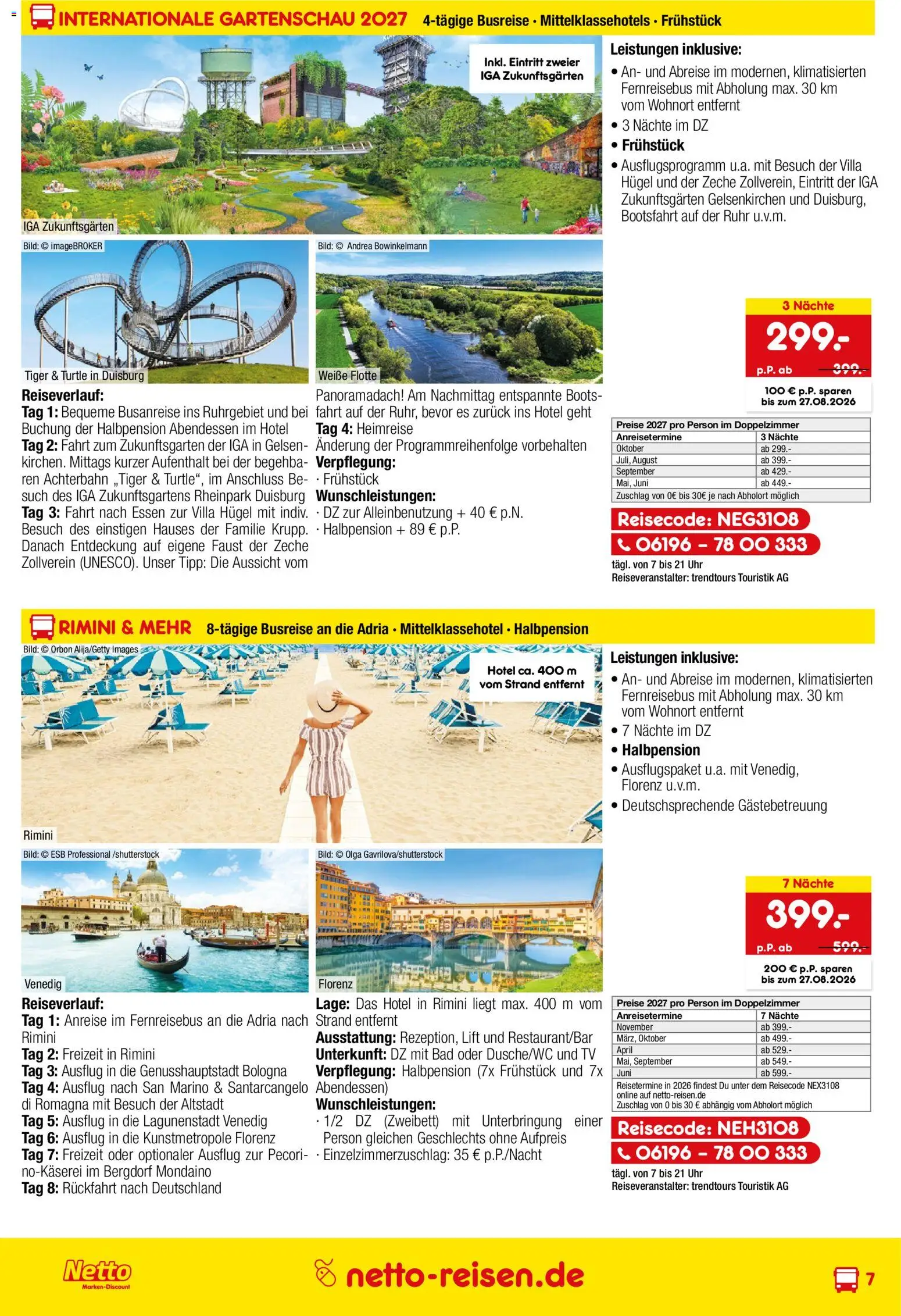Netto Reisen Prospekt – gültig ab 30.07.2026 | Seite: 7 | Produkte: Bad, Uhr, TV