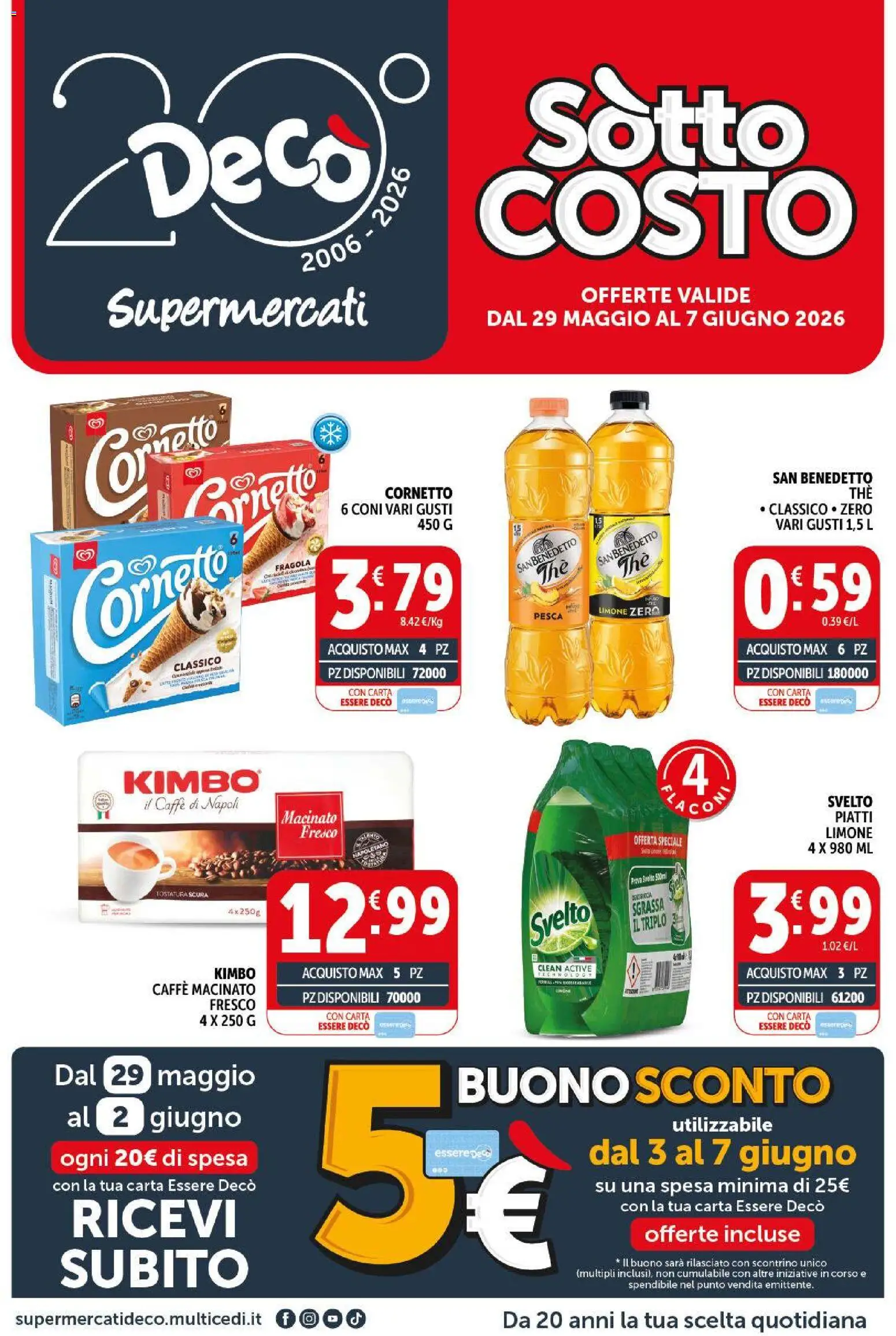 Volantino Decò del 29.05.2026 | Pagina: 1 | Prodotti: Caffè, Limone, Pesca, Macinato