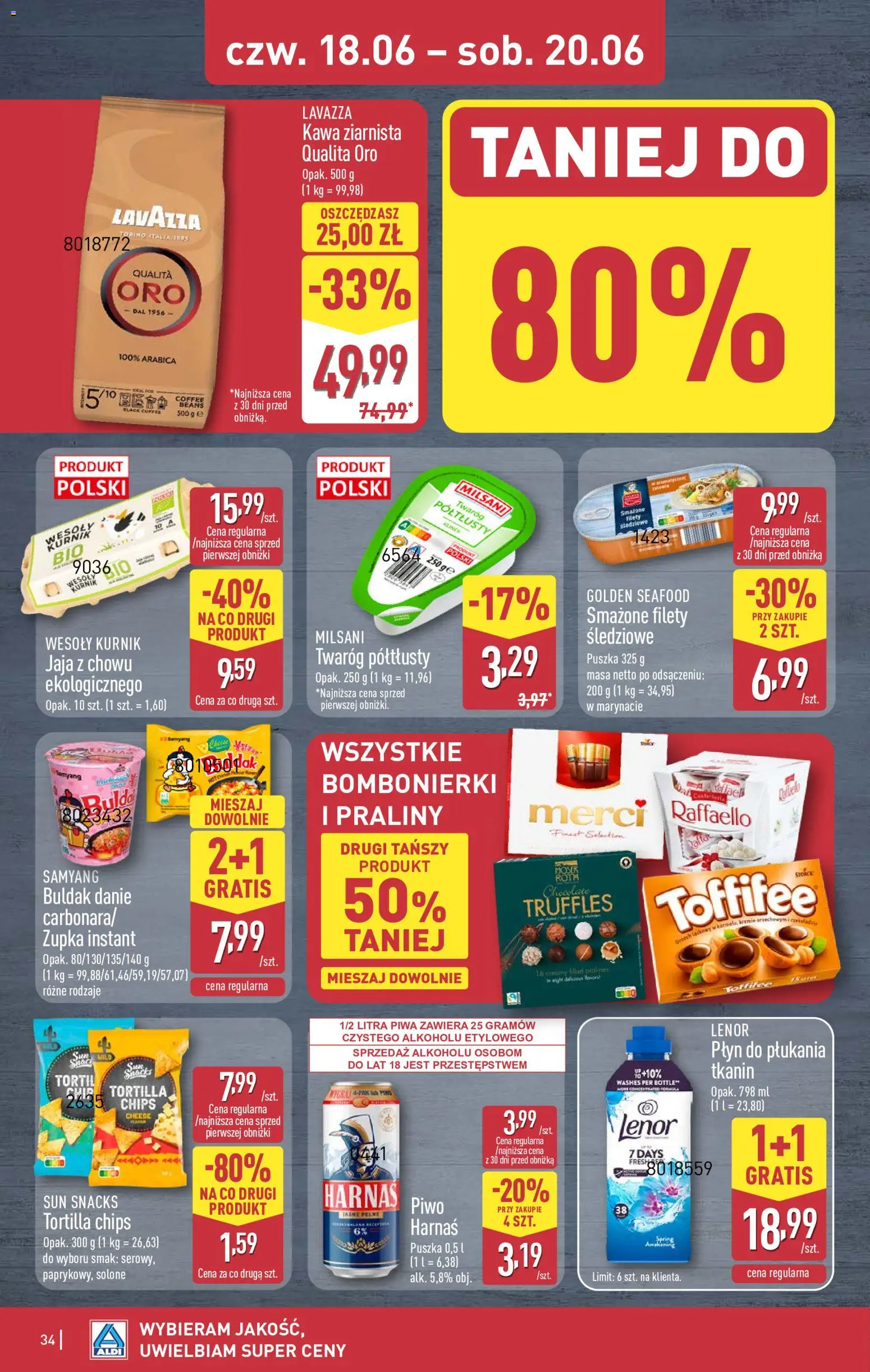 Aldi Polsko leták od 15.06.2026 | Strana: 34 | Produkty: Lenor, Tortilla chips, Toffifee, Lavazza