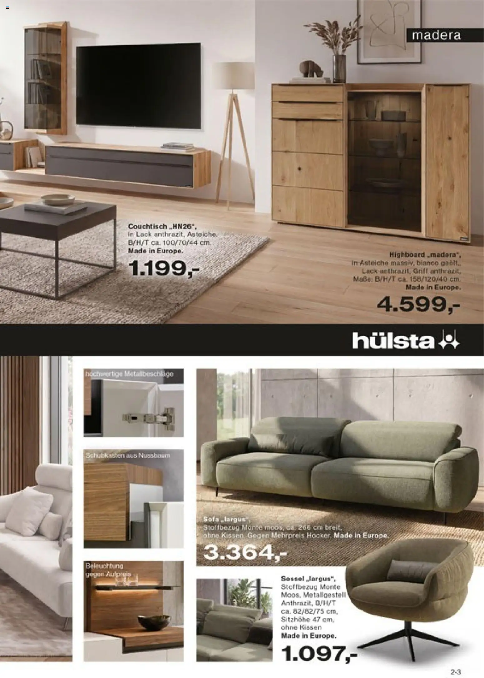 Porta! Hülsta Spezial – gültig ab 27.10.2026 | Seite: 3 | Produkte: HIghboard, Sofa, Sessel, Couchtisch