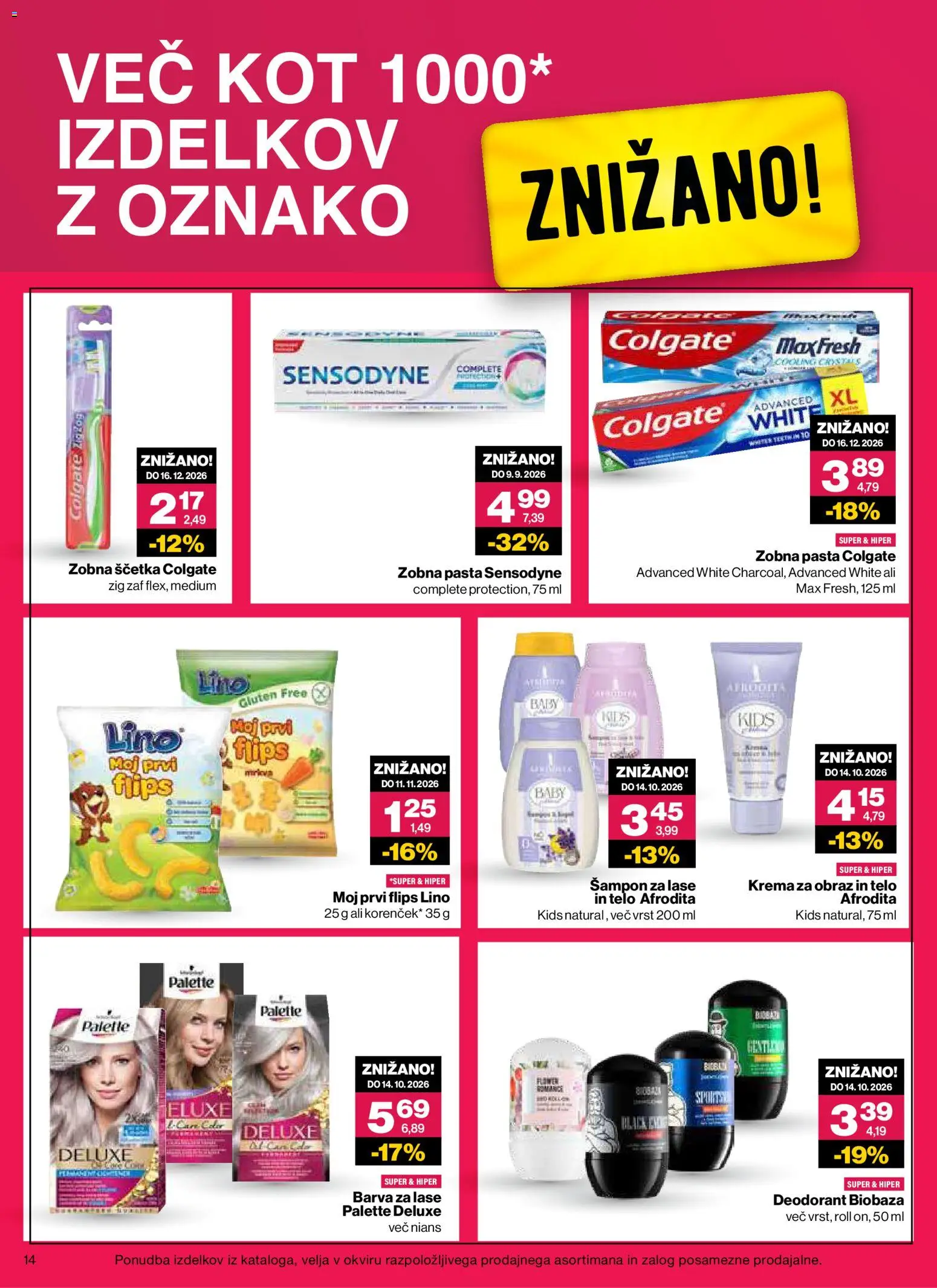 Novi Mercator katalog ponudbe – veljaven od 26.08.2026 | Stran: 14 | Izdelki: Barva za lase, Krema, Deodorant, Zobna pasta