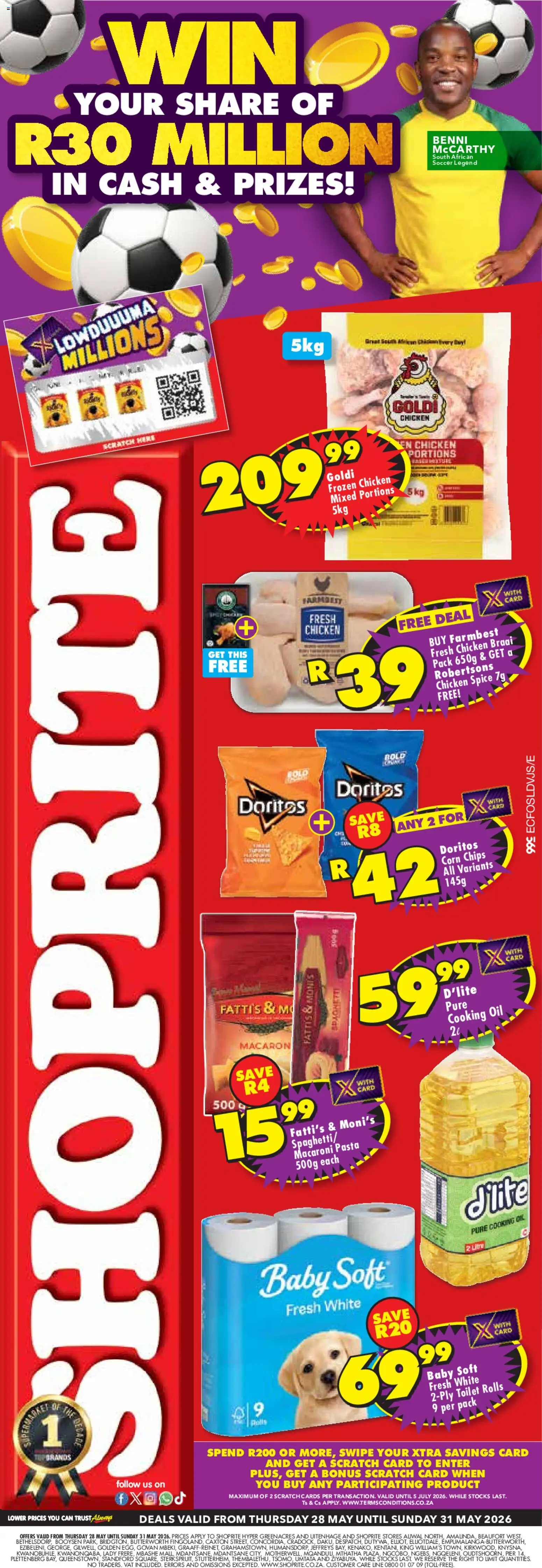 New Shoprite catalogue – valid from 28.05.2026 | Page: 1 | Products: Toilet, Oil, Chips, Paper