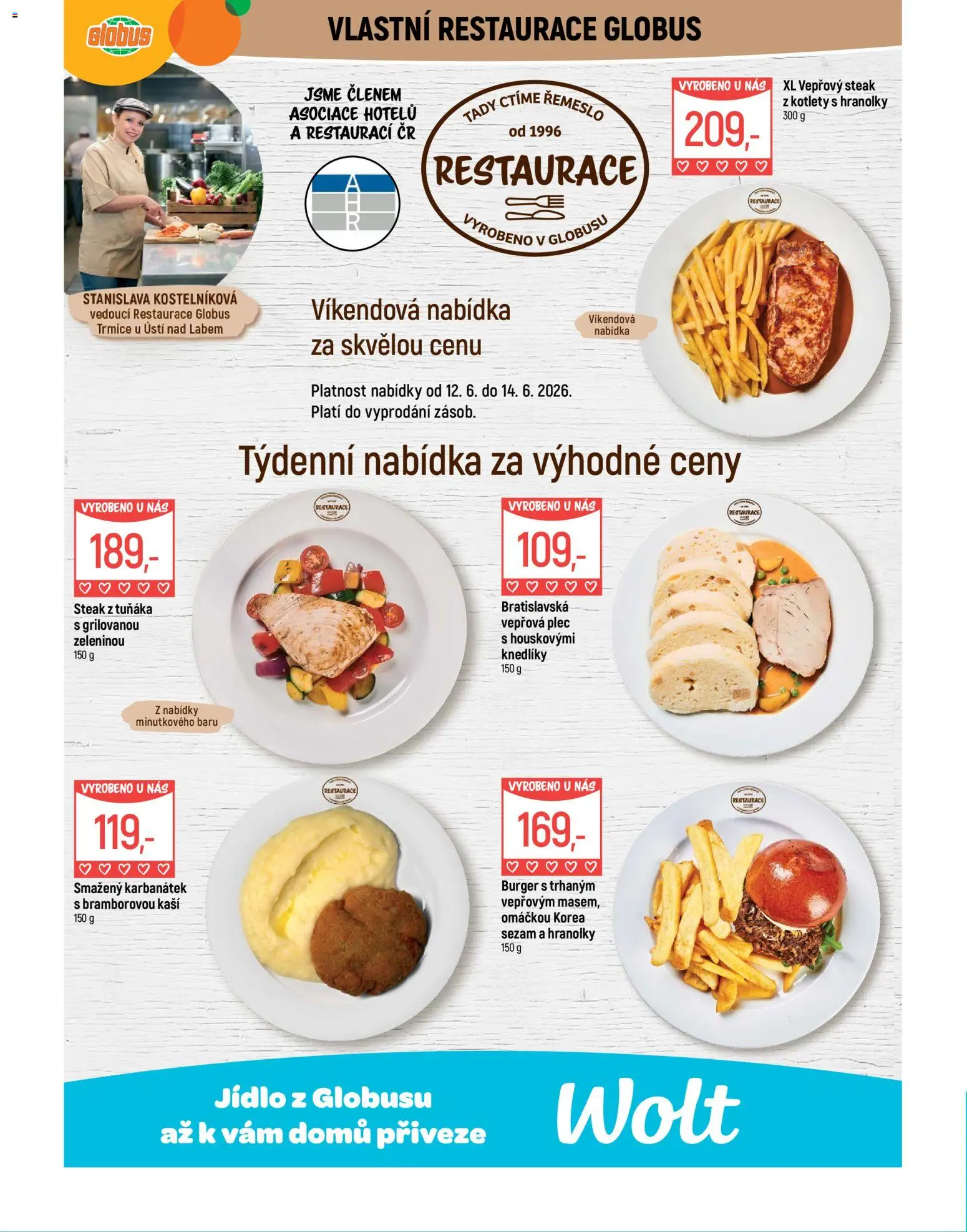 Globus leták - Trmice od 10.06.2026 | Strana: 5 | Produkty: Burger, Globus, Hranolky, Steak