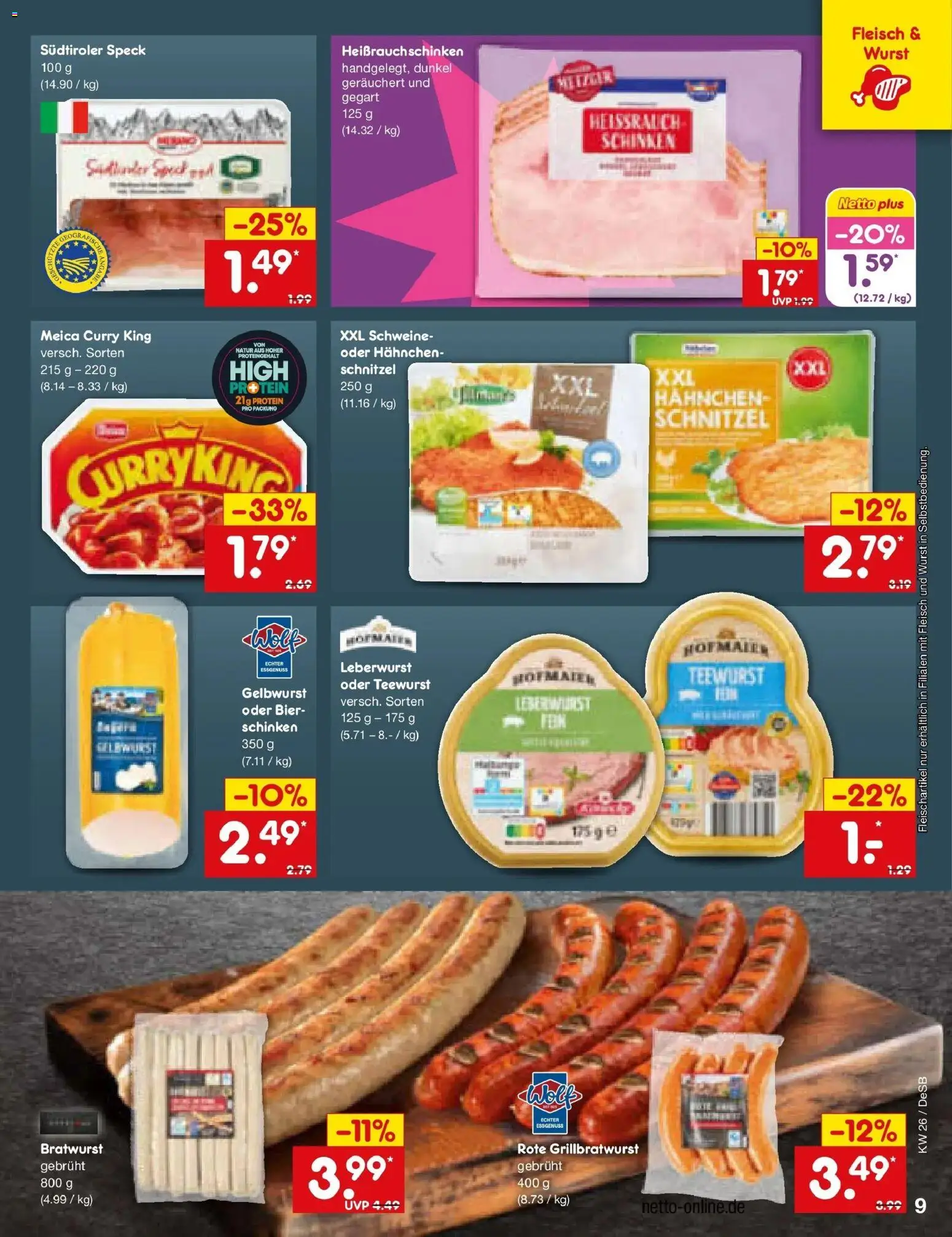 Netto Marken-Discount Prospekt Waiblingen-Bittenfeld – gültig ab 22.06.2026 | Seite: 11 | Produkte: Hahnchen, Bratwurst, Schnitzel, Fleisch