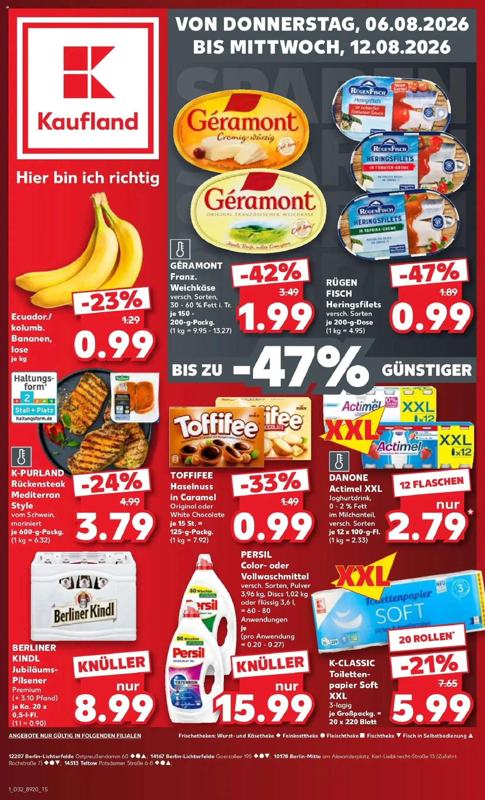Kaufland Prospekt Berlin – gültig ab 06.08.2026 | Seite: 1 | Produkte: Berliner, Geramont, Actimel, Wurst