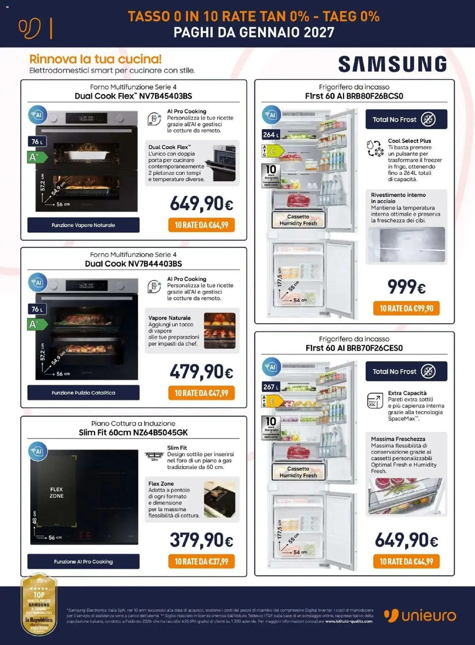 Volantino Unieuro del 30/10/2026 | Pagina: 2 | Prodotti: Compressore, Freezer, Forno, Samsung