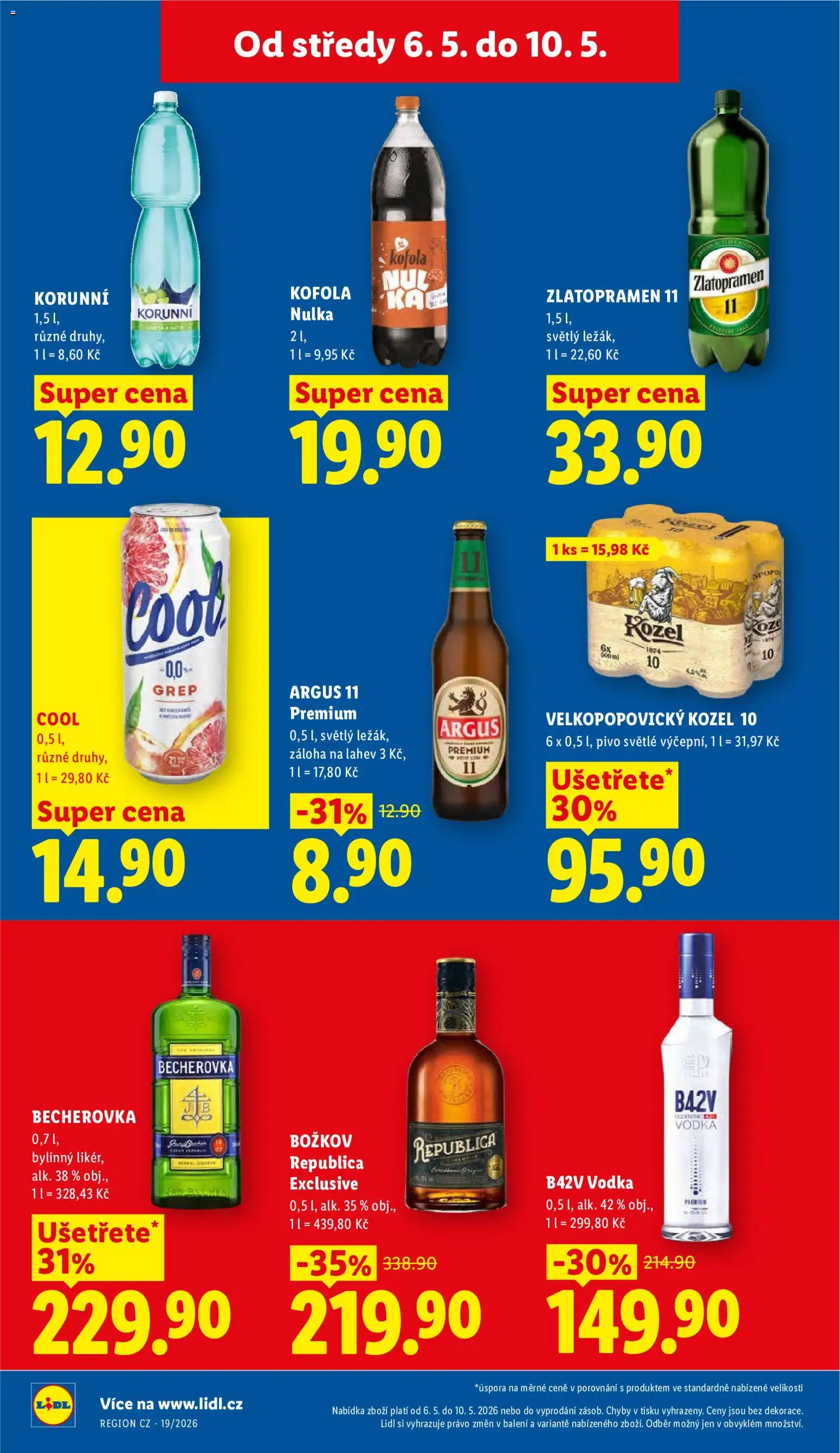 Lidl leták od 06.05.2026 | Strana: 20 | Produkty: Božkov Republica, Kozel 10, Zlatopramen 11, Láhev