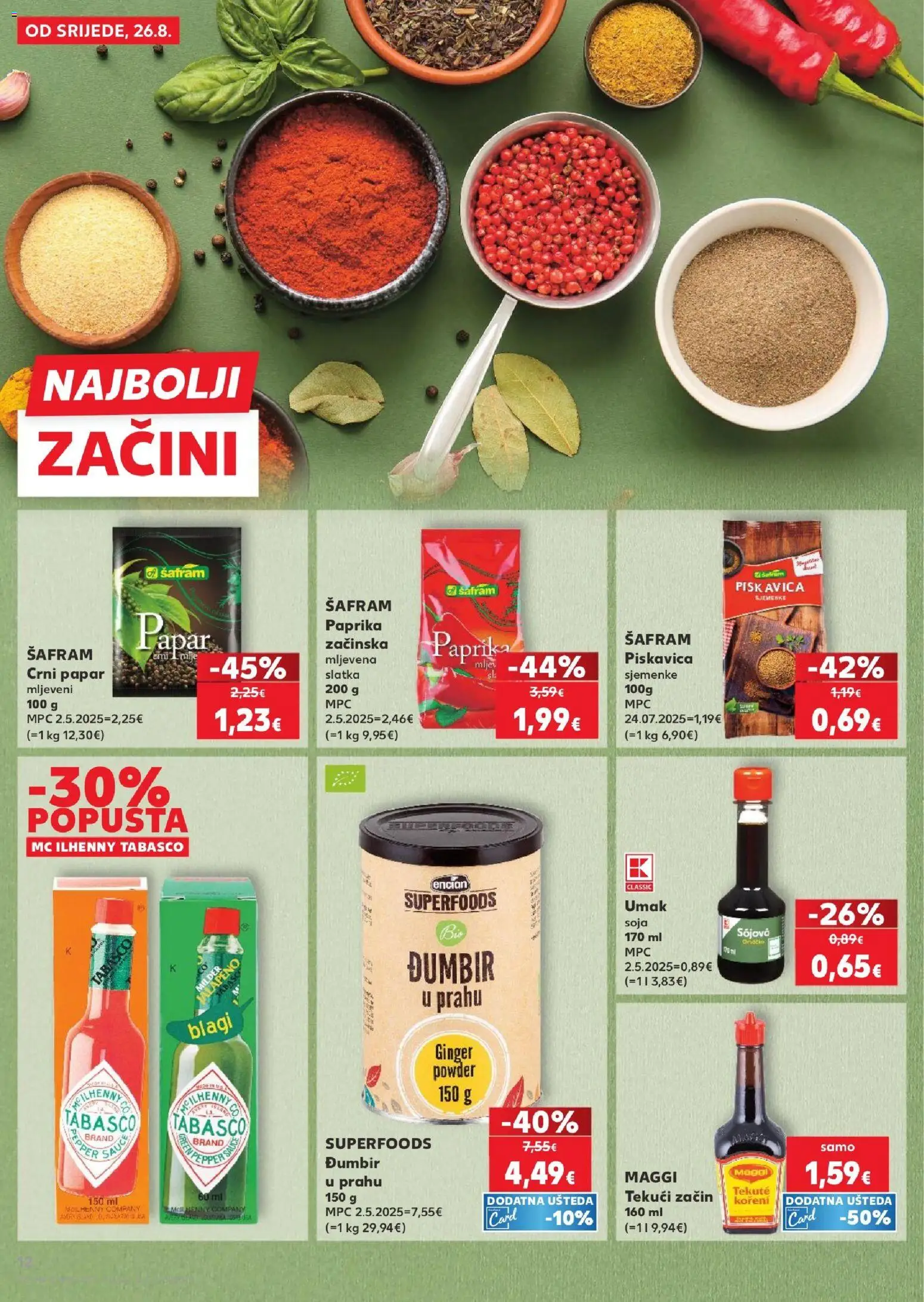 Kaufland HR akciós ujság - amely érvényes a következő dátumtól: 2026.08.26. | Oldal: 12 | Termékek: Paprika, Maggi