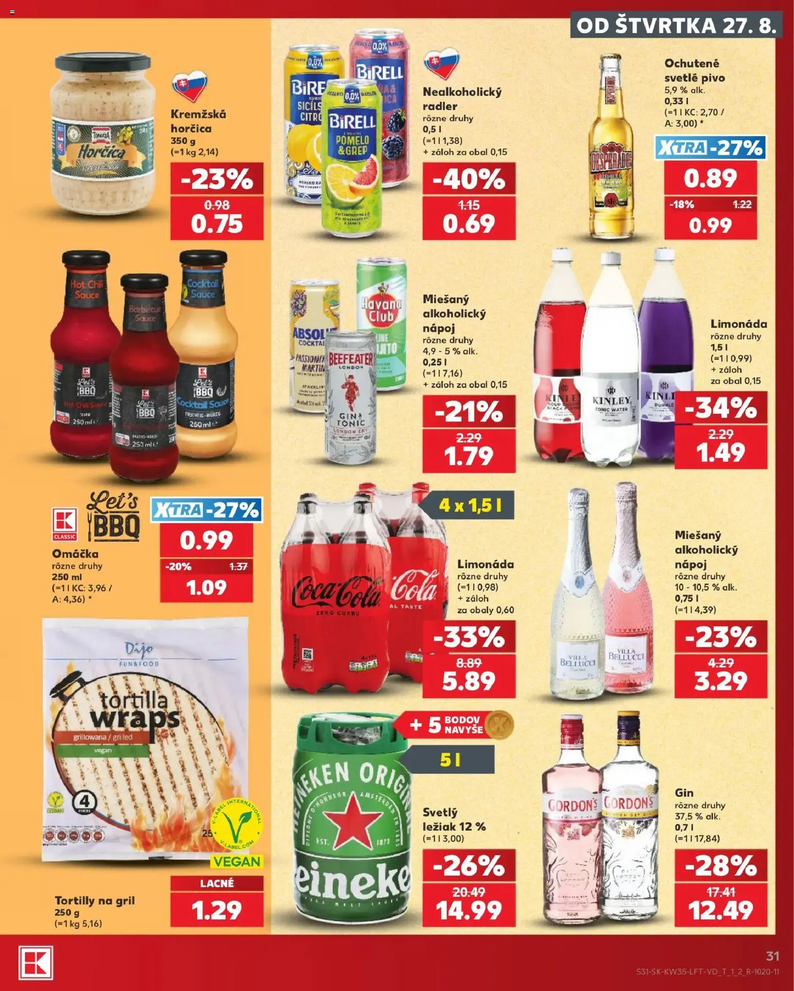 Nové Kaufland akcie – leták je platný od 27.08.2026 | Strana: 31 | Produkty: Gril, Beefeater, Tortilla, Limonáda