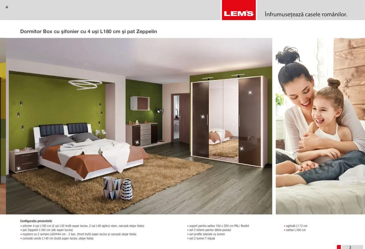 Noul catalog Lem’s – valabil de la 17.11.2023 | Pagină: 3 | Produse: Pat, Saltea, Șifonier, Oglindă
