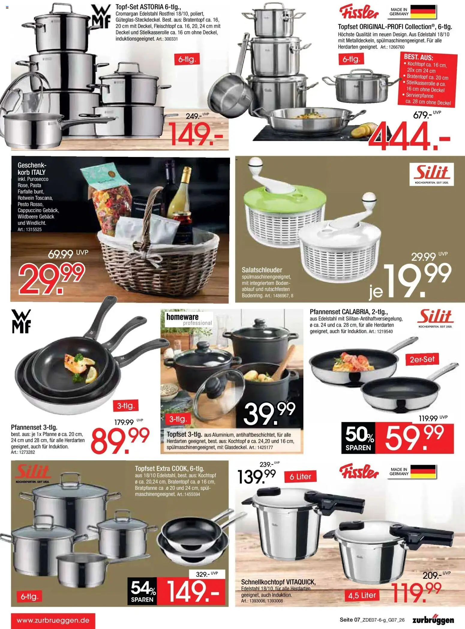 Zurbrüggen Sonderverkauf – gültig ab 09.07.2026 | Seite: 7 | Produkte: Rotwein, Korb, Pasta
