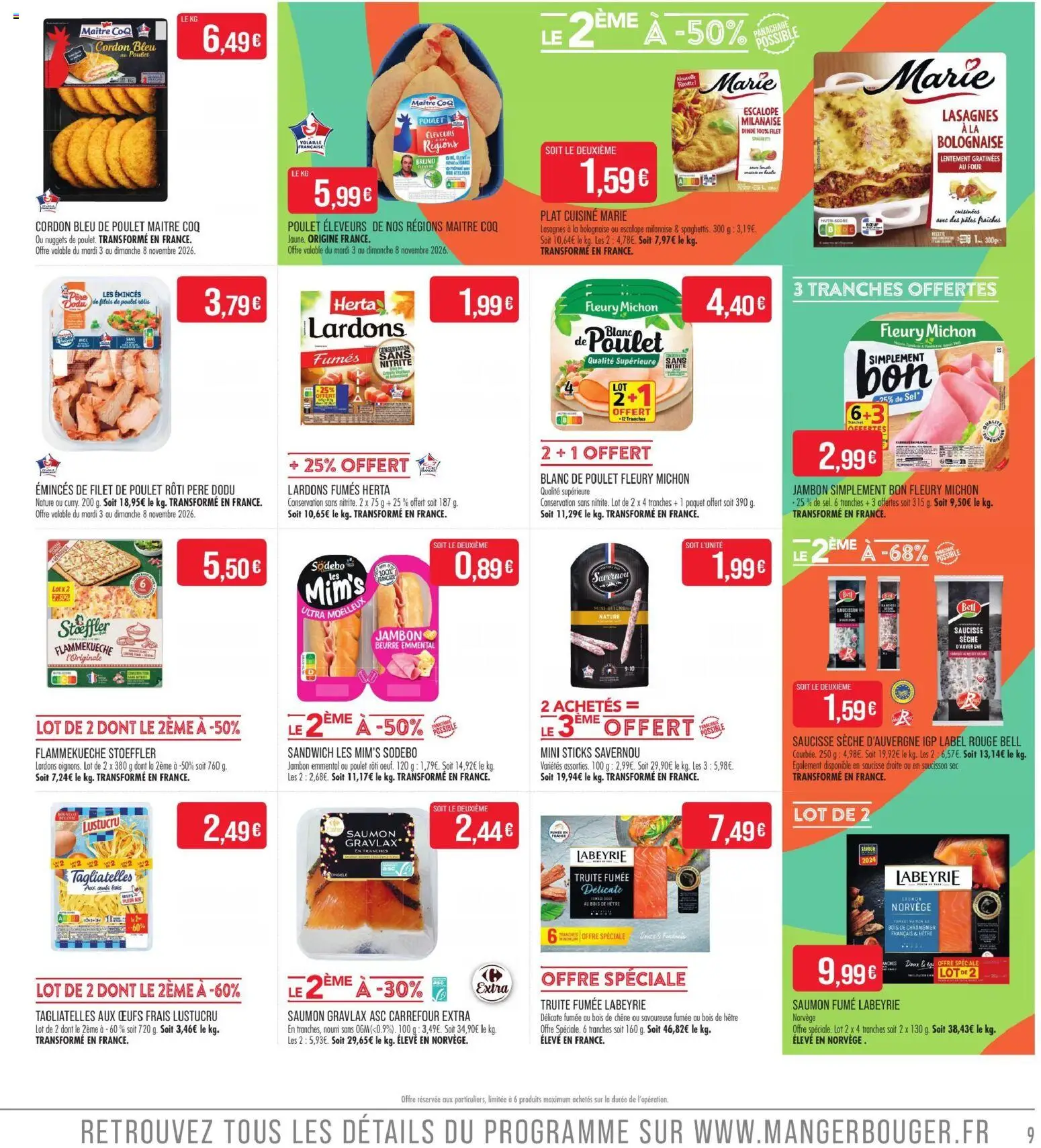 {H1} | Page: 9 | Produits: Volaille, Saumon fumé, Lasagnes, Saumon gravlax