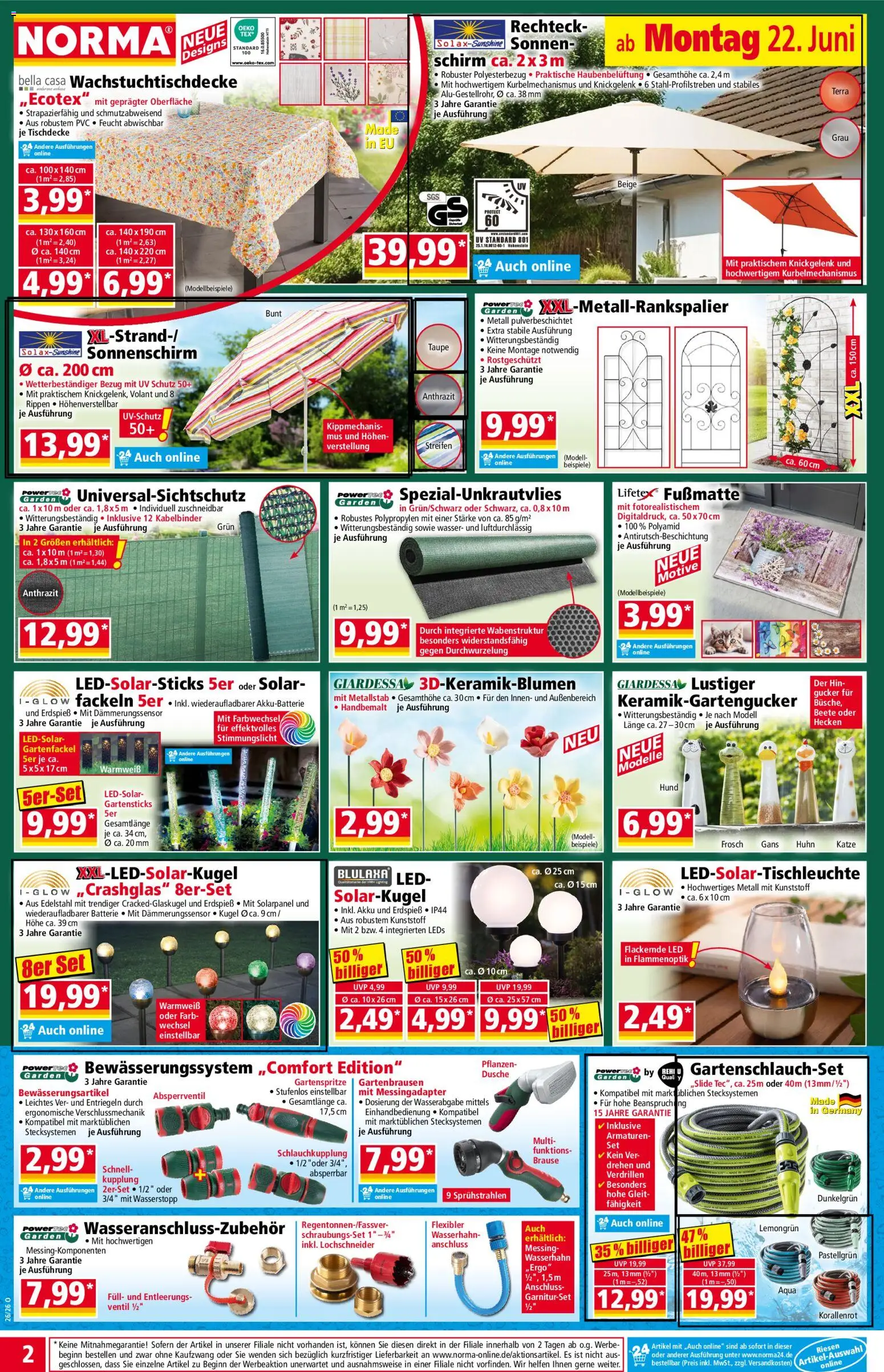 Norma Prospekt – gültig ab 22.06.2026 | Seite: 2 | Produkte: Dusche, Fußmatte, Wasser, Sonnenschirm