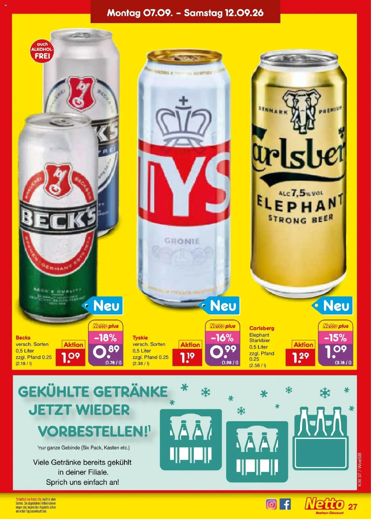 Netto Marken-Discount Prospekt Leonberg – gültig ab 07.09.2026 | Seite: 39 | Produkte: Tyskie, Carlsberg, Alkohol
