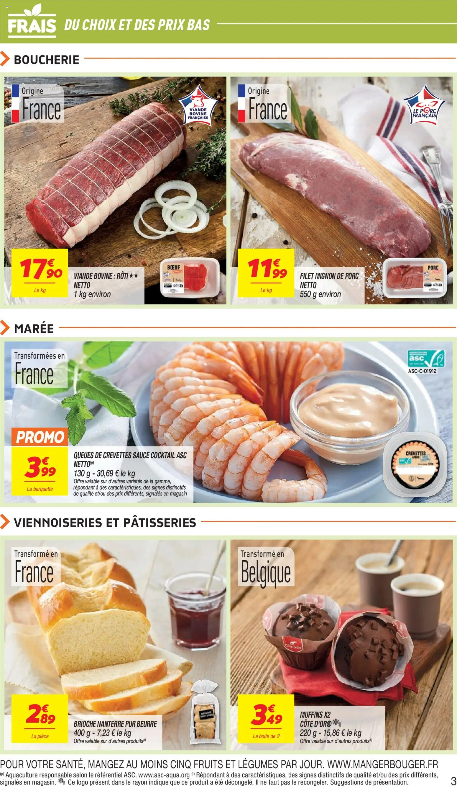 {H1} | Page: 3 | Produits: Filet mignon de porc, Crevettes, Fruits, Cocktail