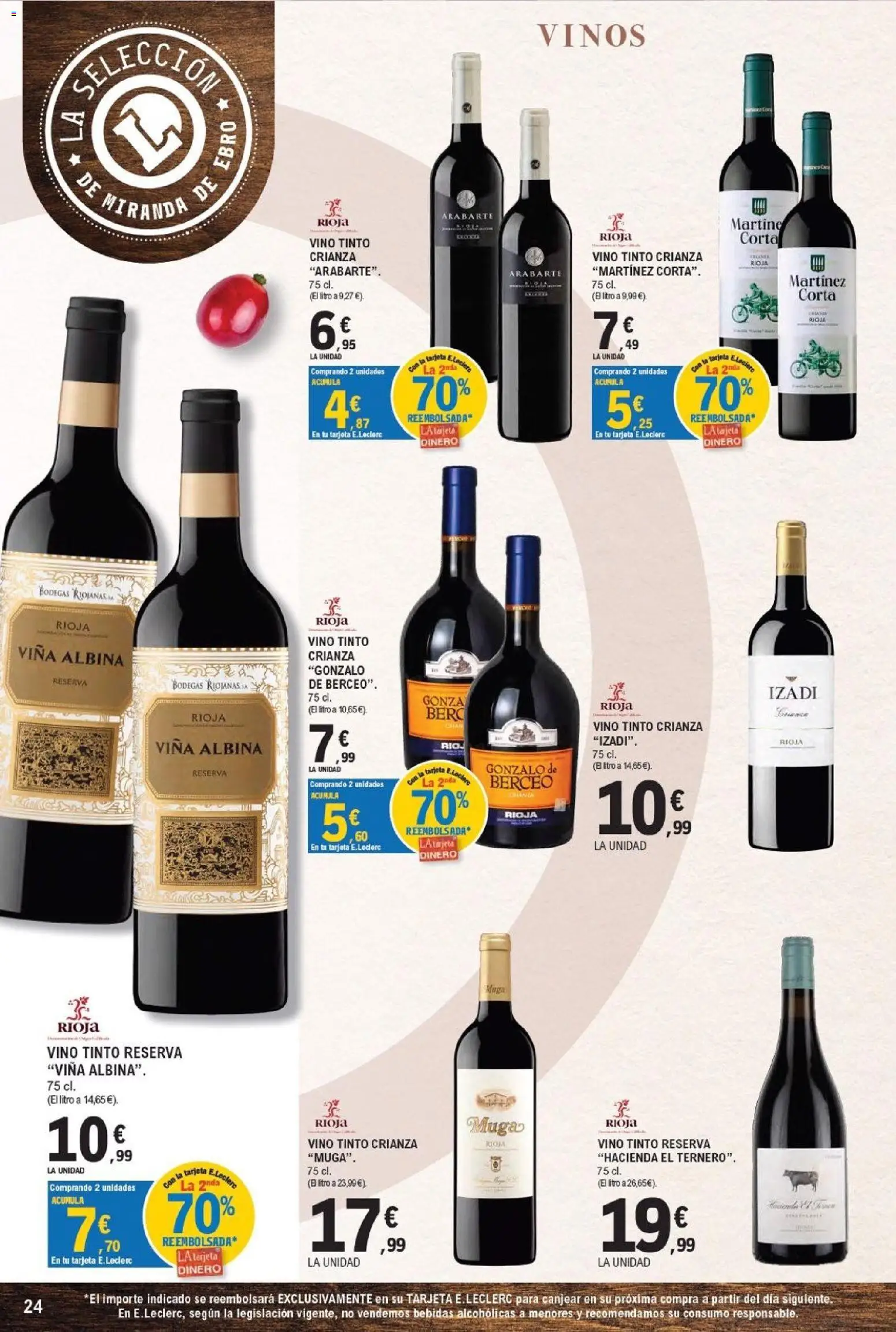 E.Leclerc - Miranda de Ebro │ válido desde el 16/09/2026 | Página: 24 | Productos: Vino tinto, Vino, Bebidas