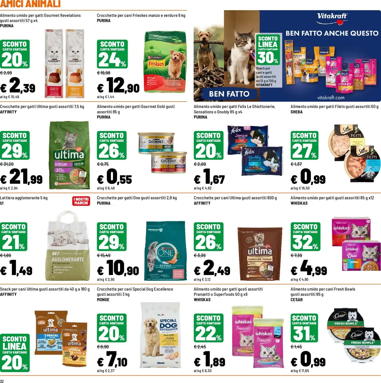 Volantino Iper del 12/10/2026 | Pagina: 32 | Prodotti: Crocchette per gatti, Pollo, Manzo, Crocchette per cani
