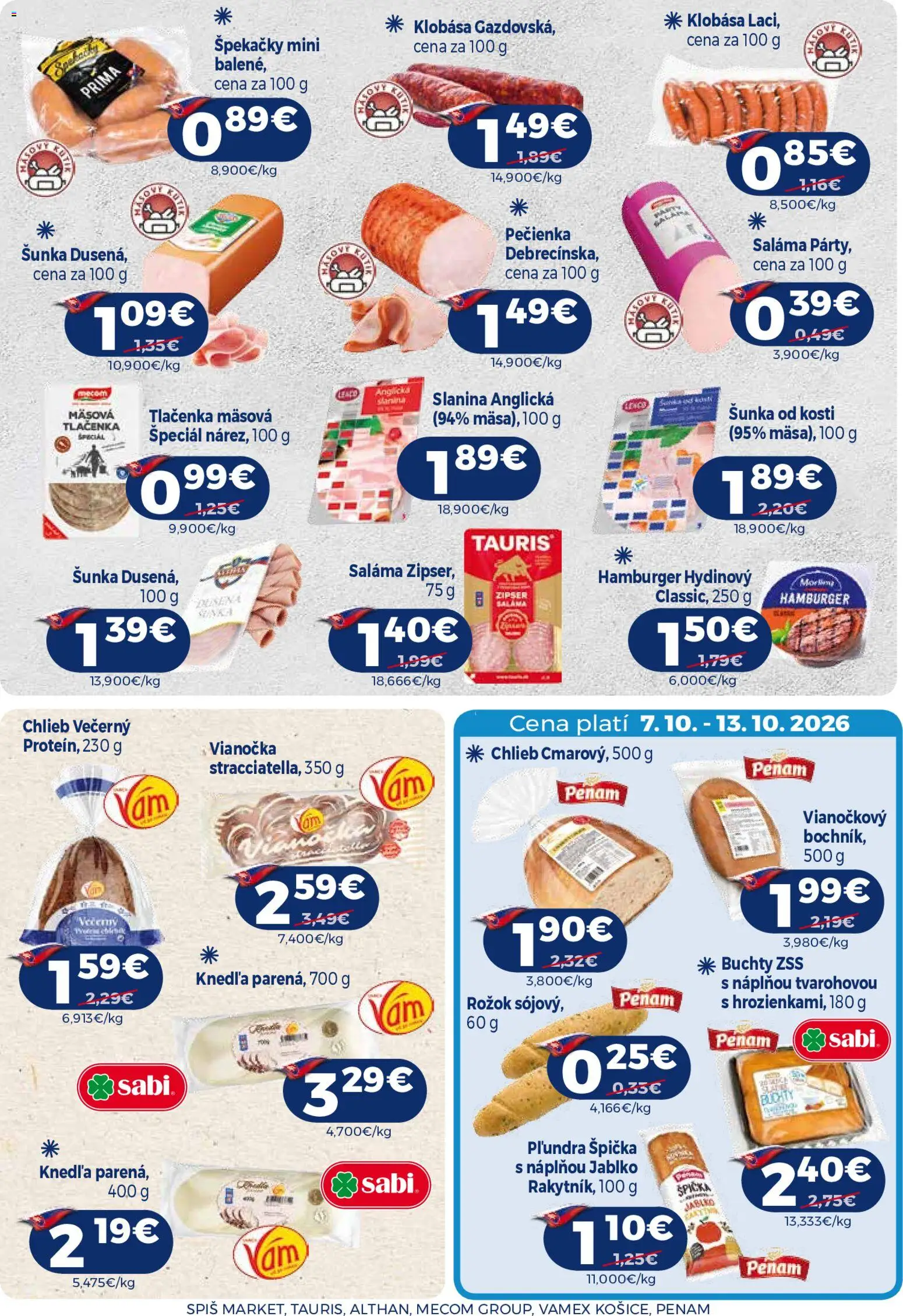 Nové Milk Agro akcie – leták je platný od 07.10.2026 | Strana: 8 | Produkty: Chlieb, Klobása, Tlačenka, Hamburger