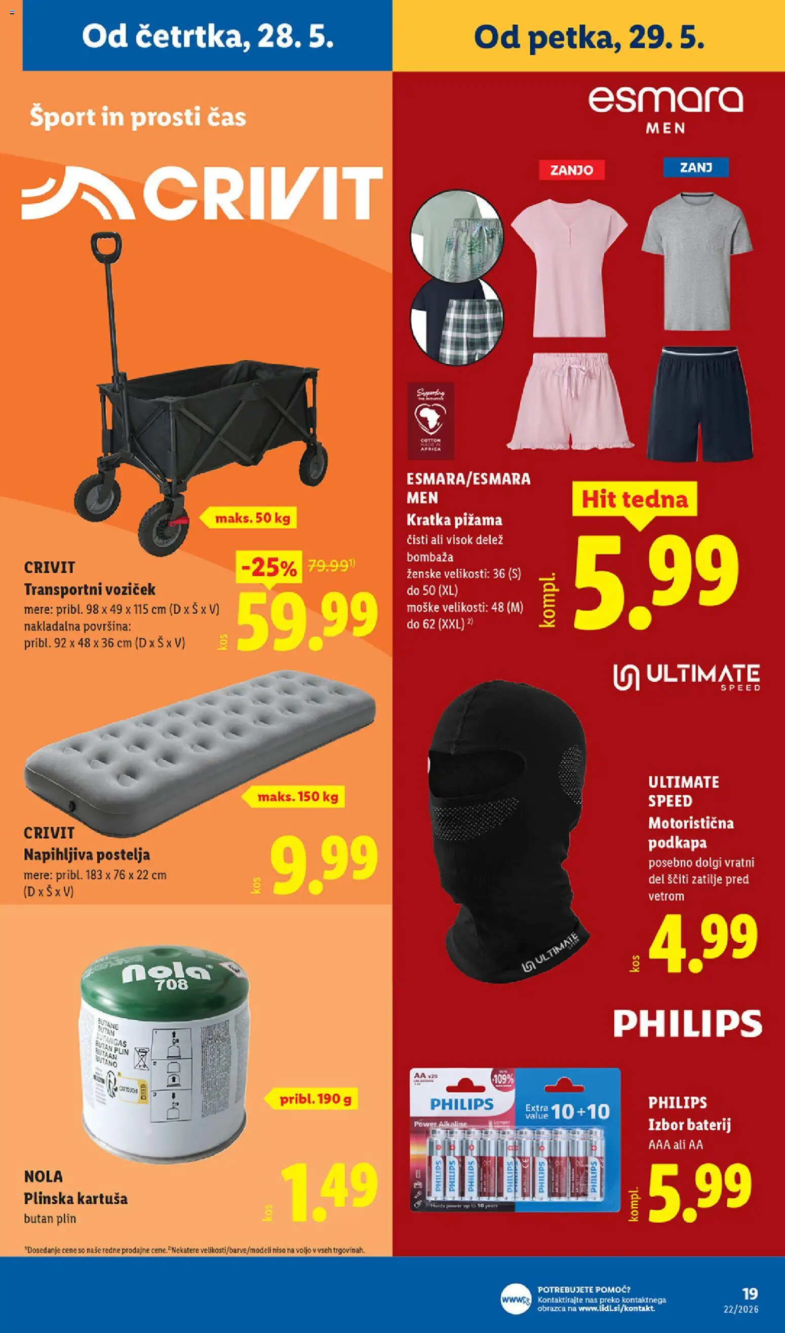 Novi Lidl katalog ponudbe – veljaven od 28.05.2026 | Stran: 39 | Izdelki: Napihljiva postelja, Pižama, Postelja, Voziček