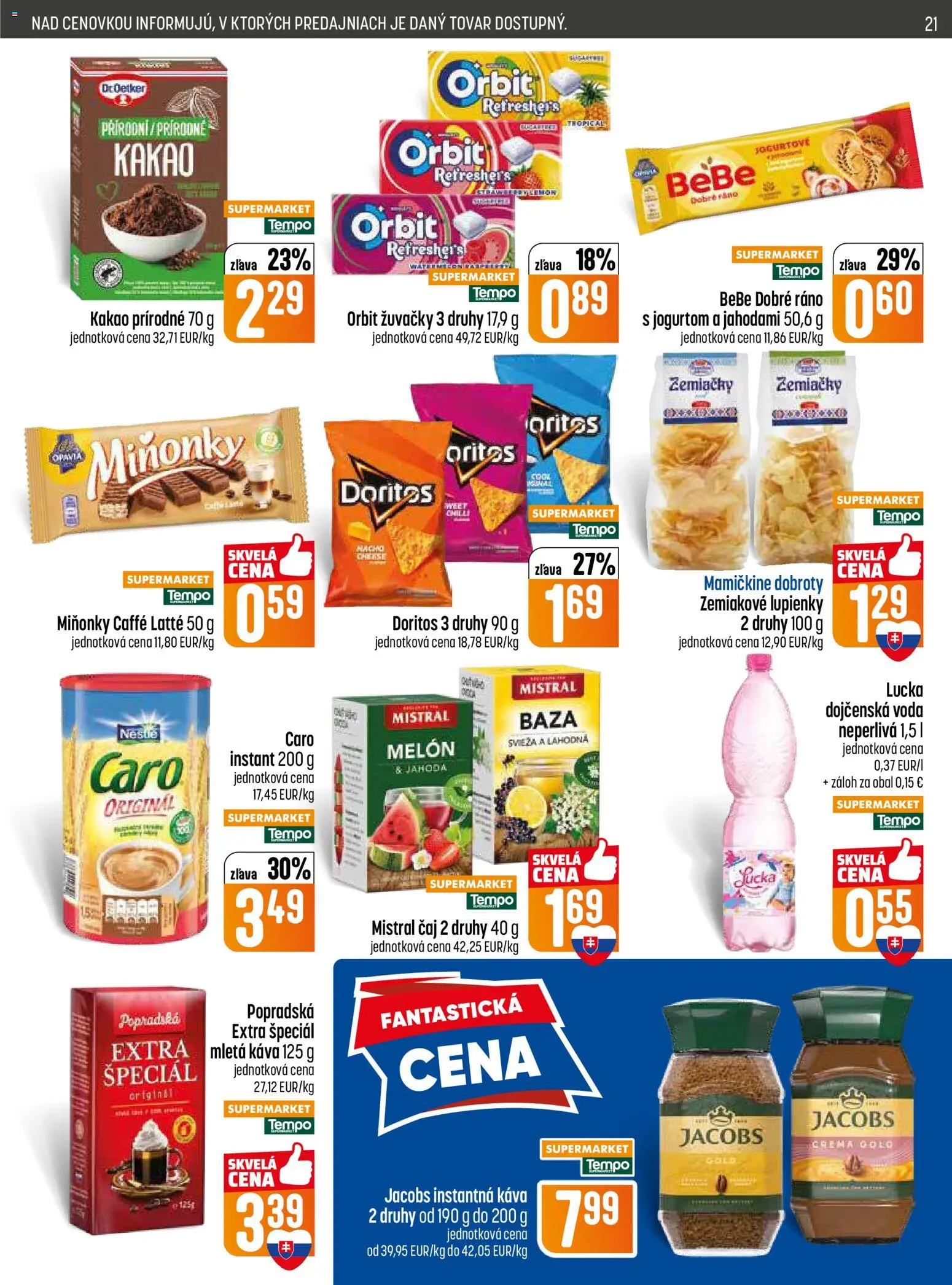 Nové COOP Jednota akcie – leták je platný od 28.05.2026 | Strana: 21 | Produkty: Čaj, Lucka, Voda, Melón