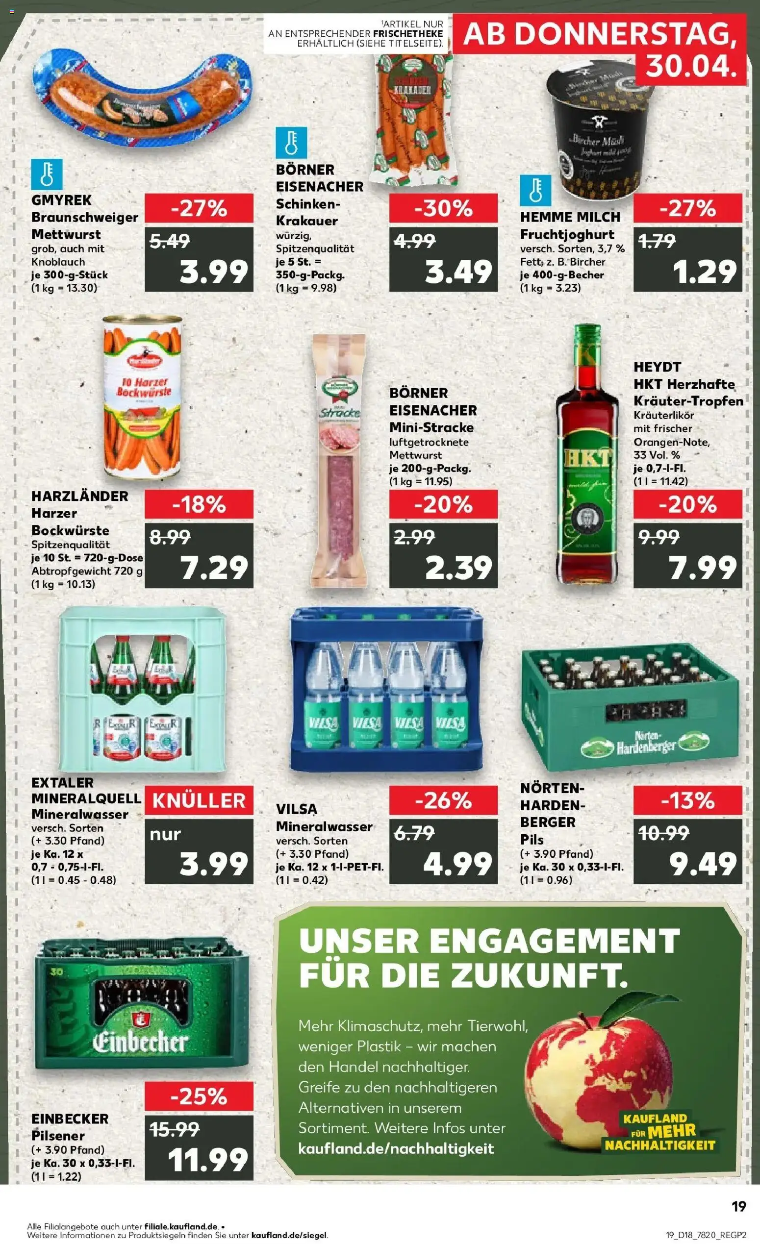Prospekt Kaufland ab 30.04.2026 » Angebote Online zum Blättern | Seite: 19 | Produkte: Milch, Pils, Mineralwasser, Knoblauch