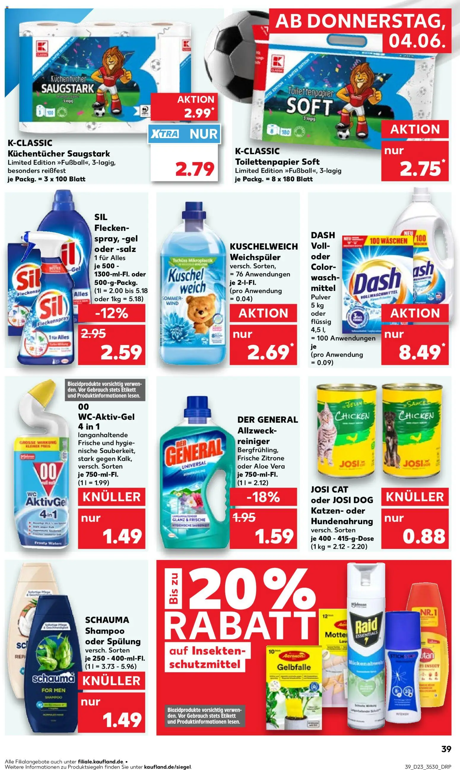 Kaufland Prospekt Leipzig – gültig ab 04.06.2026 | Seite: 39 | Produkte: Schauma shampoo, Kuschelweich, Shampoo, Salz