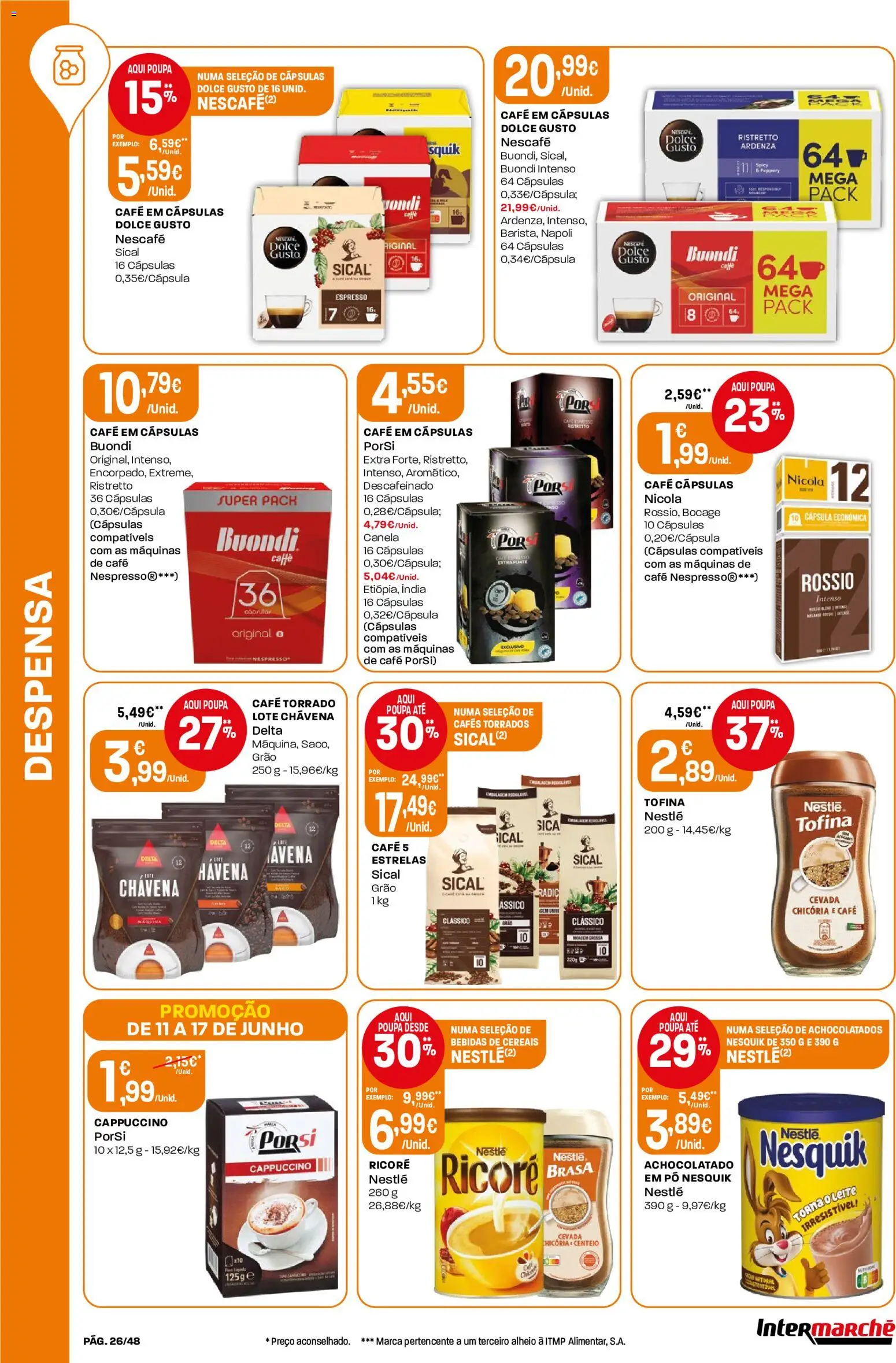 Intermarché folheto │ válido de 11.06.2026 | Página: 26 | Produtos: Pó, Cápsulas café, Centeio, Dolce gusto