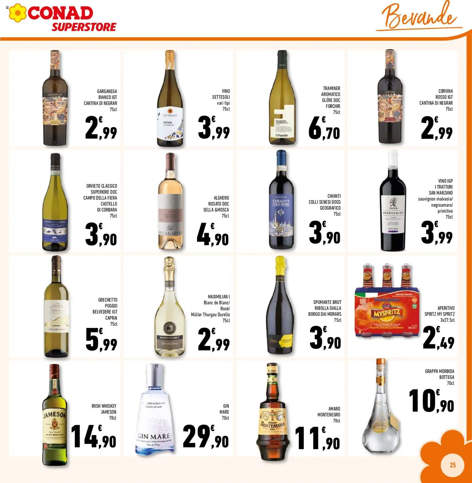 Volantino Conad del 09/09/2026 | Pagina: 25 | Prodotti: Bevande, Spumante, Amaro, Aperitivo