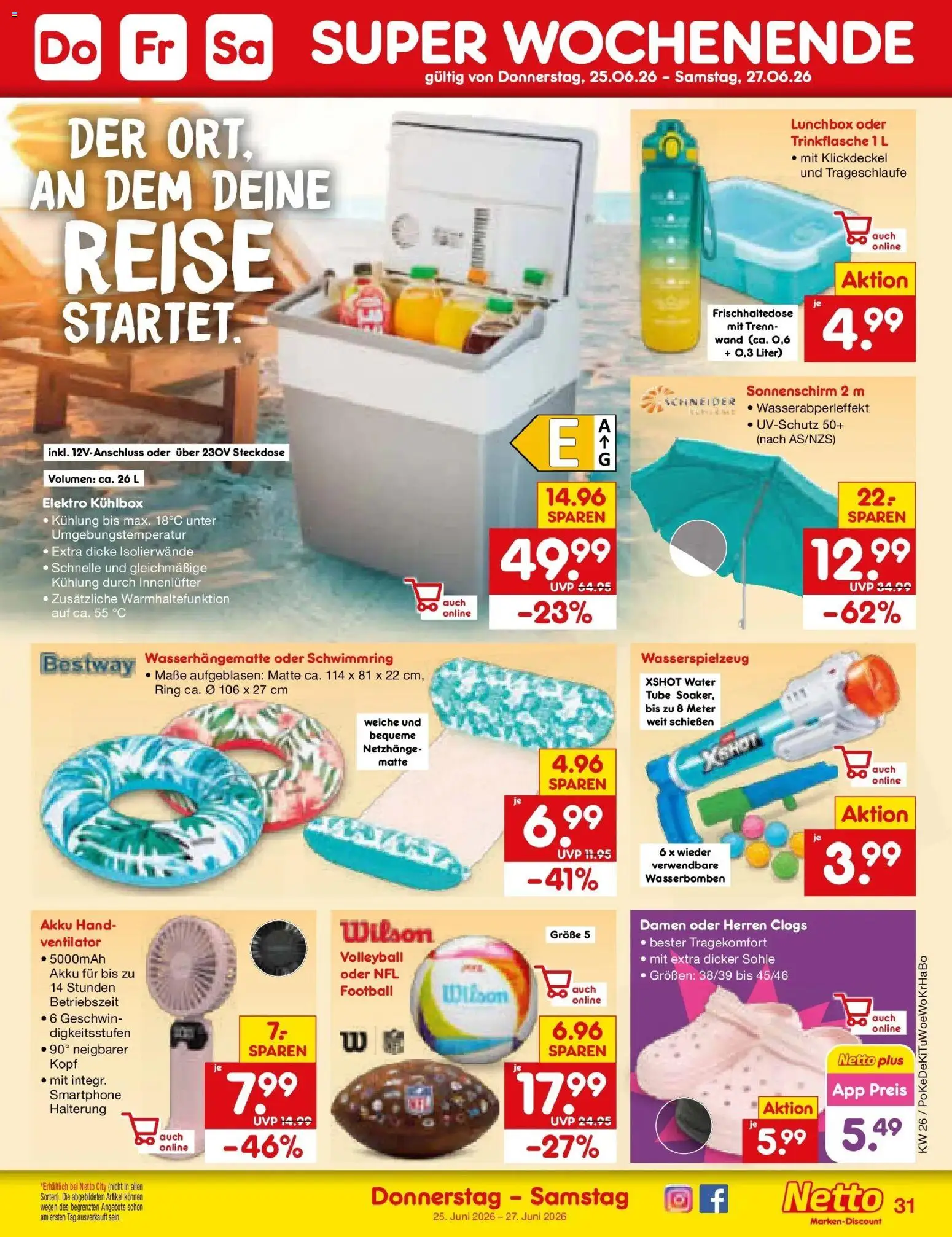 Netto Marken-Discount Prospekt Thierhaupten – gültig ab 22.06.2026 | Seite: 41 | Produkte: Ventilator, Steckdose, Football, Sonnenschirm