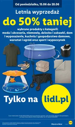 Pogląd oferty "Basen ogrodowy z akcesoriami, Basen ogrodowy z akcesoriami, w tym dmuchanym materacem w kształcie gwiazdy." - ważna od 22.06.2026 | Strona: 7 | Produkty: Koszula, Wózek transportowy, Sandały, Basen