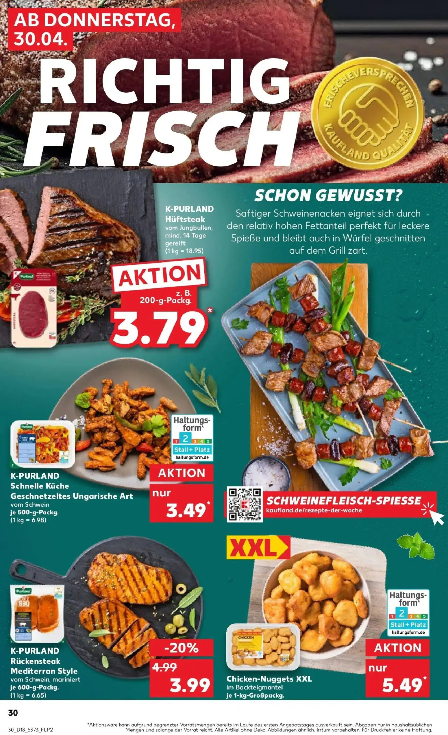 Prospekt Kaufland ab 30.04.2026 » Angebote Online zum Blättern | Seite: 30 | Produkte: Grill, Küche, Schweinenacken, Spieße